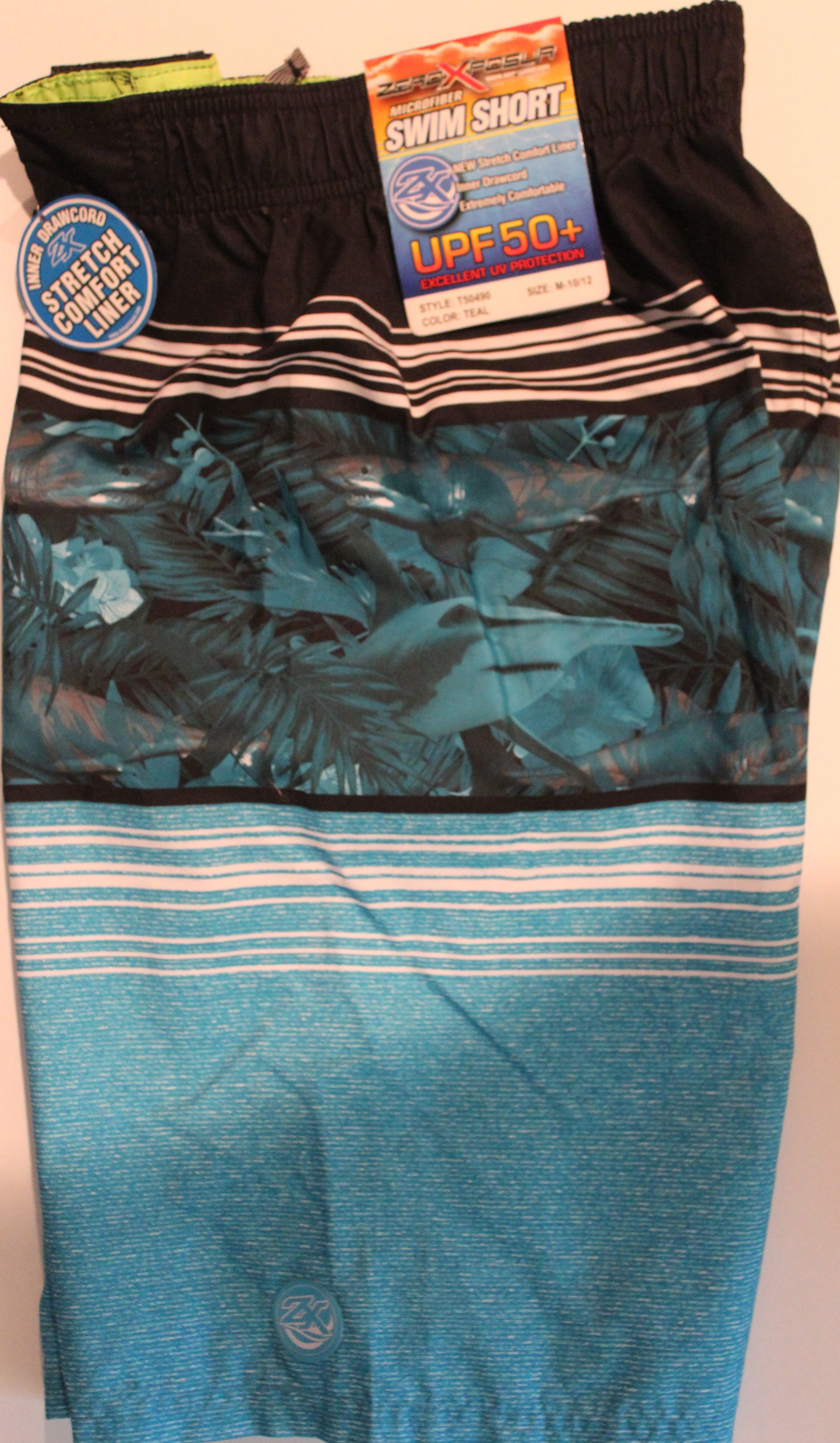 Men Swim Shorts "Zeroxposur" Size Medium {10/12} Teal microfiber NEW