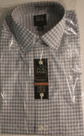 Men Dress Shirt "JoS A BANK" Size 15.5/32 Blue Check Slim Fit 100% Cotton NEW