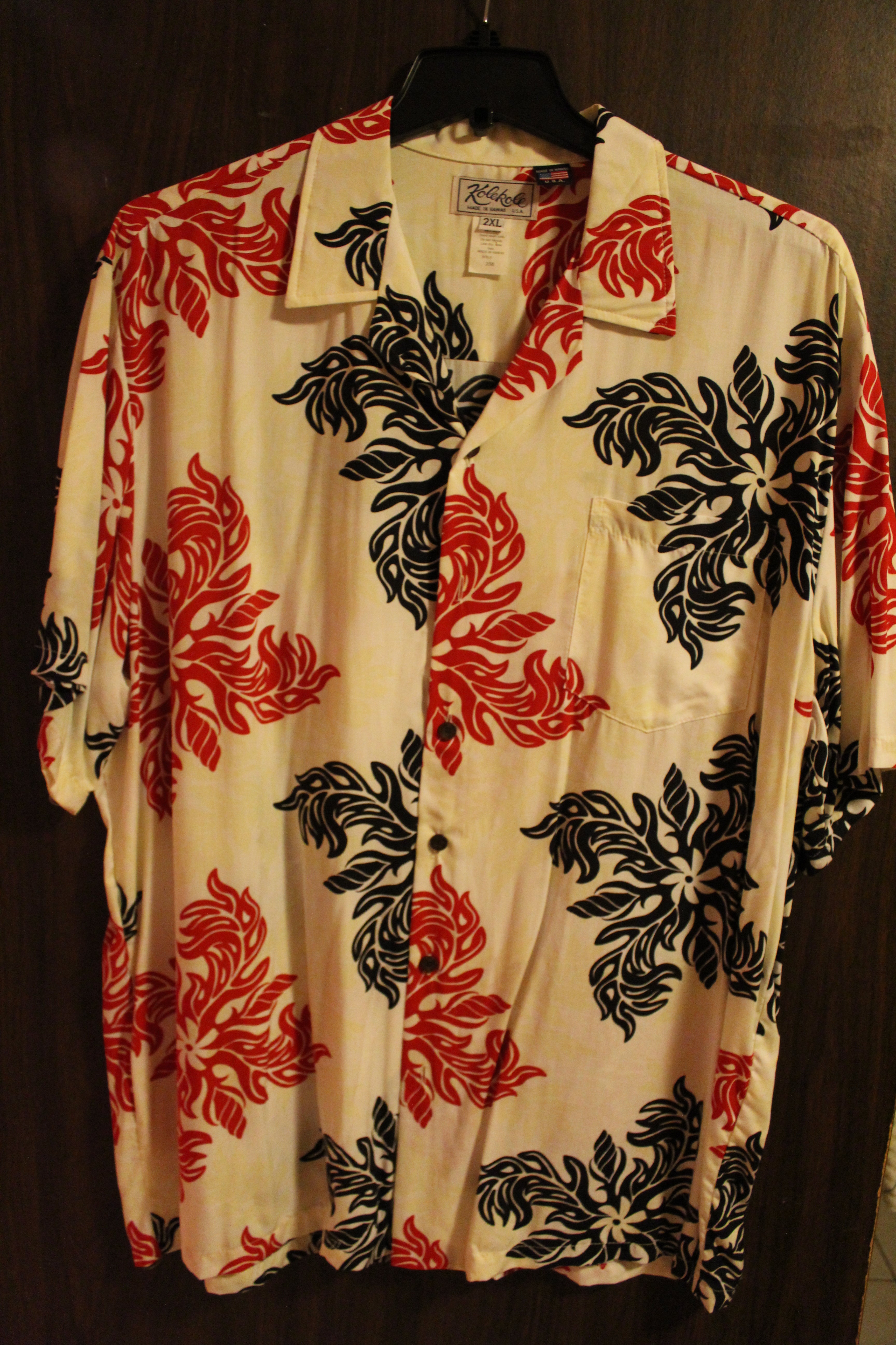 Men Short Sleeve Casual Shirt "Kole Kole" Size 2XL 100% Rayon Multi-Color