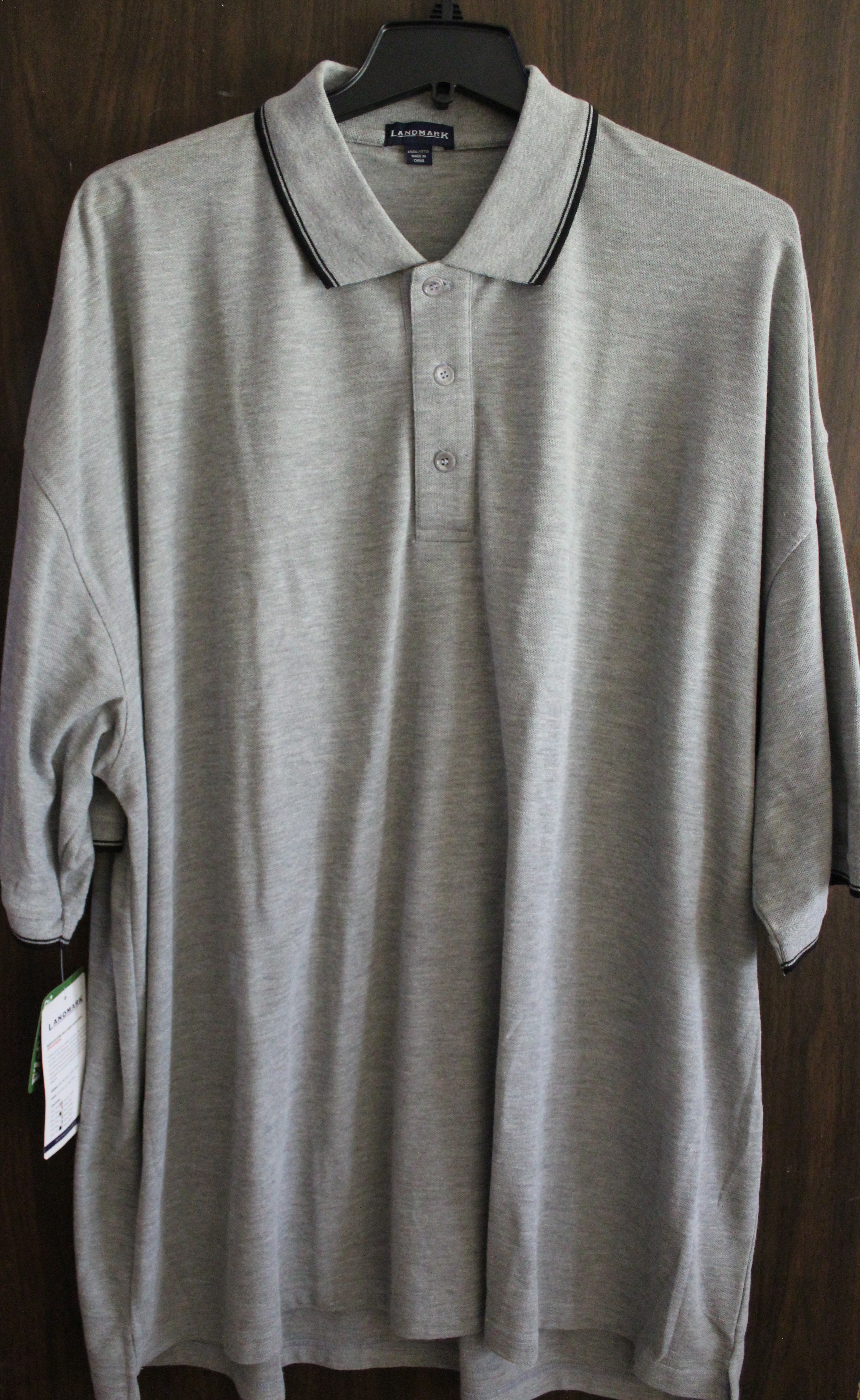 Men Short Sleeve Polo "LANDMARK" Size XXXXL/TTTTG Gray 100% cotton