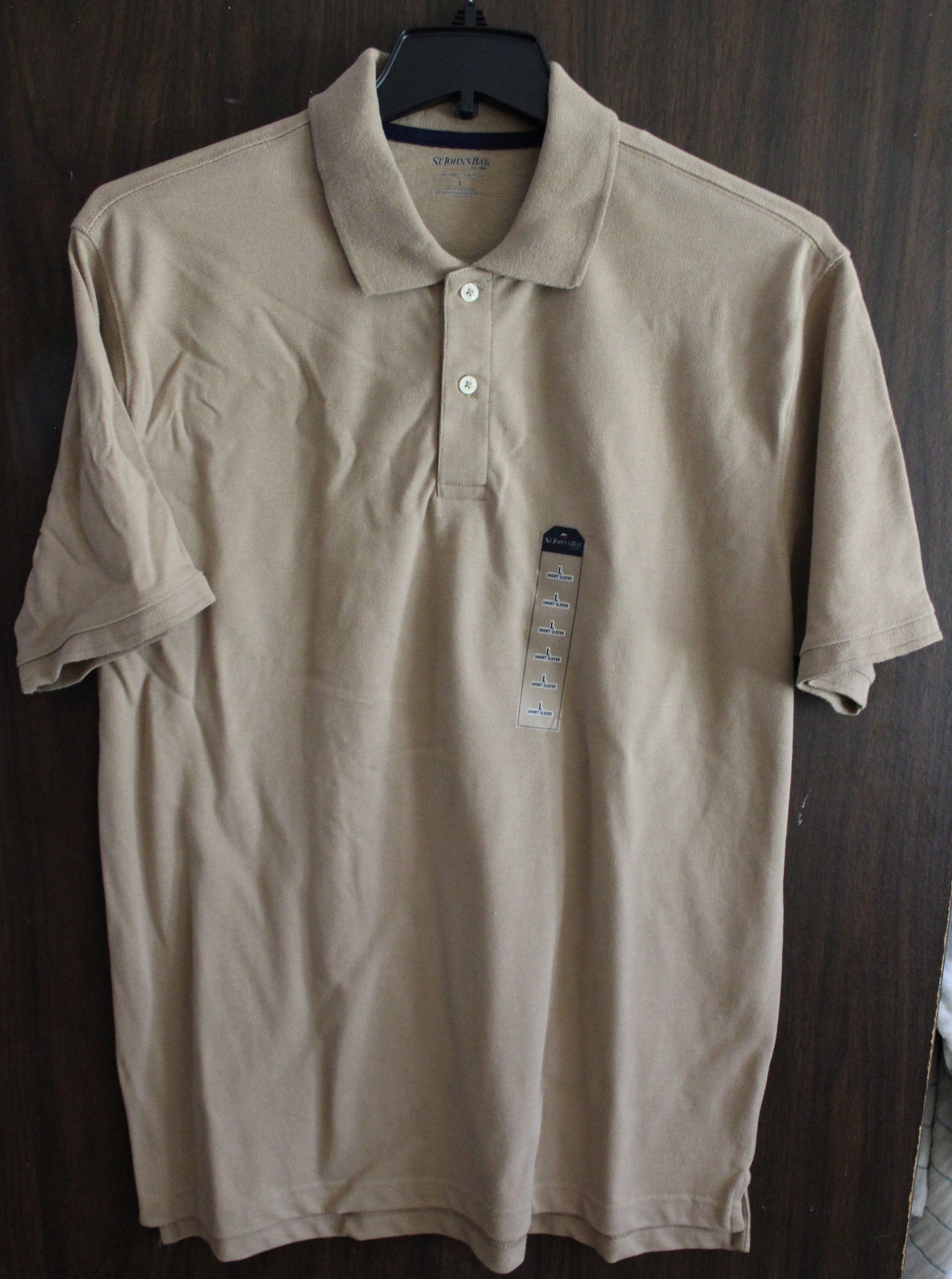 Men Short Sleeve Polo "St Johns Bay" Size LARGE 100% Cotton Brown