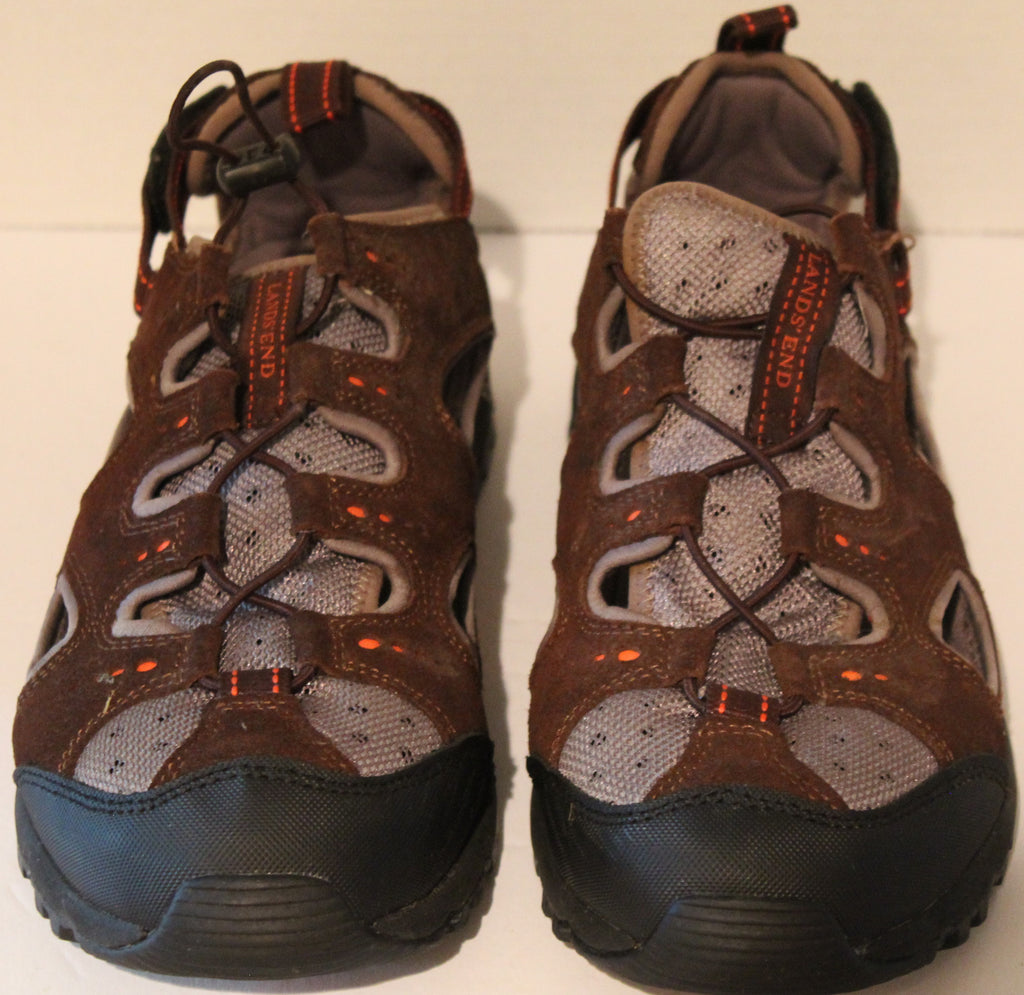Men's Summer Sandals "LANDS END" Size 10D Brown Leather
