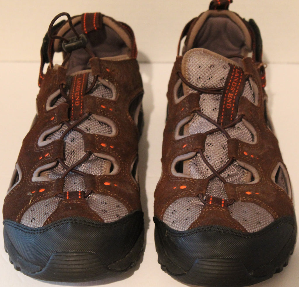 Men's Summer Sandals "LANDS END" Size 10D Brown Leather