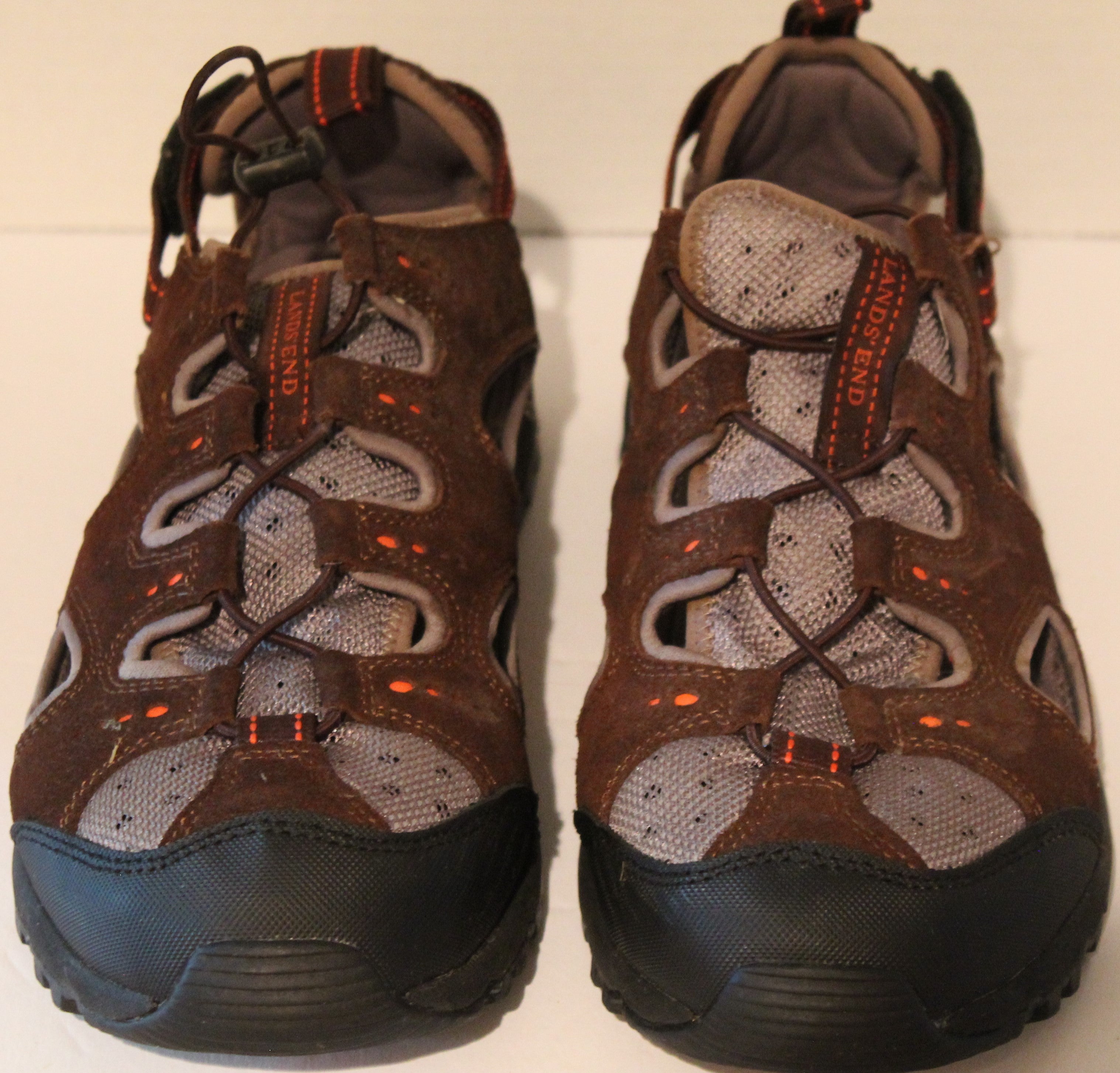 Men's Summer Sandals "LANDS END" Size 10D Brown Leather