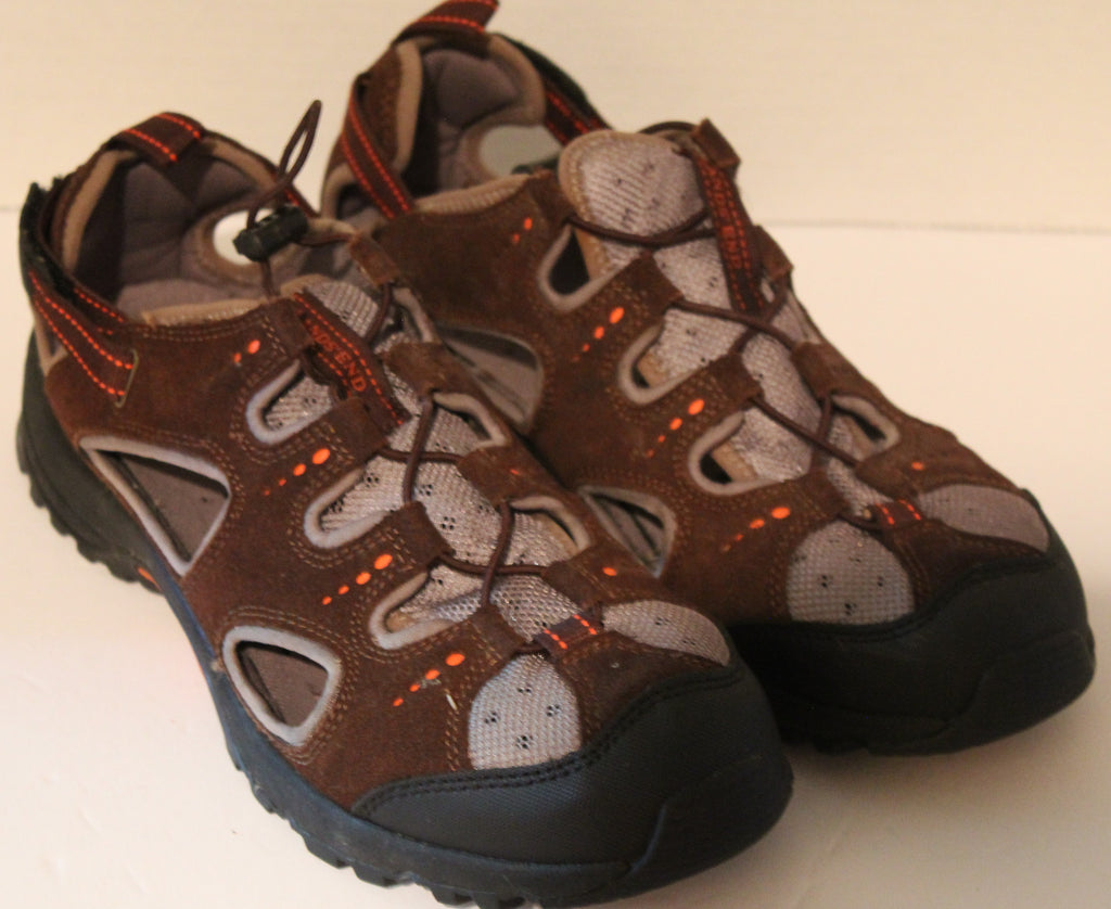Men's Summer Sandals "LANDS END" Size 10D Brown Leather