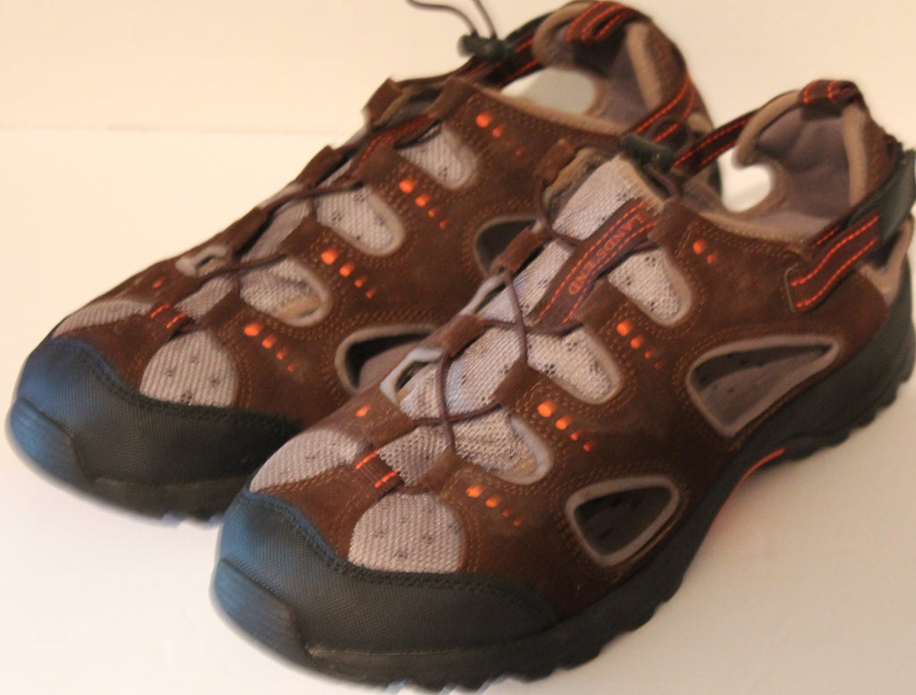 Men's Summer Sandals "LANDS END" Size 10D Brown Leather