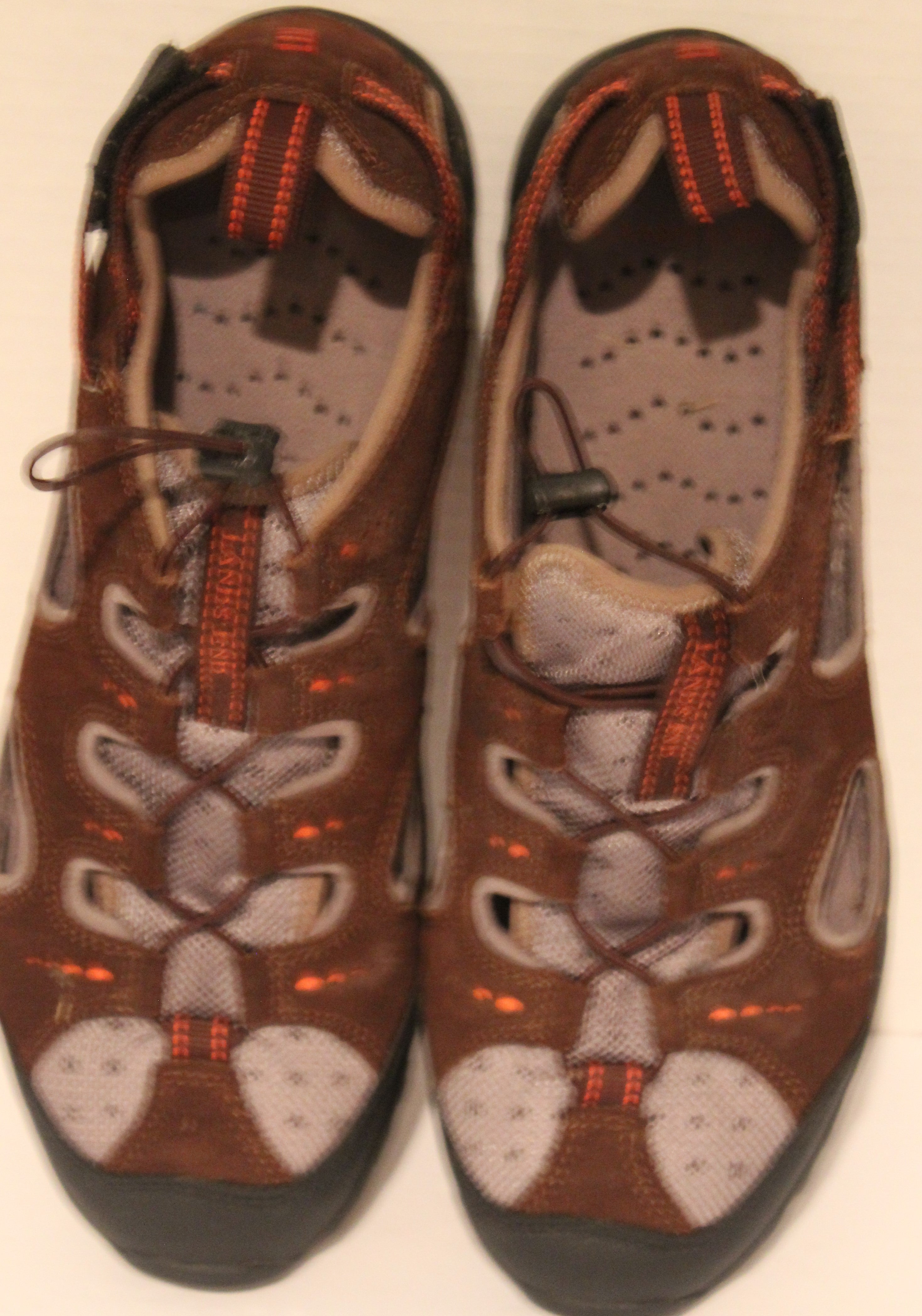 Men's Summer Sandals "LANDS END" Size 10D Brown Leather