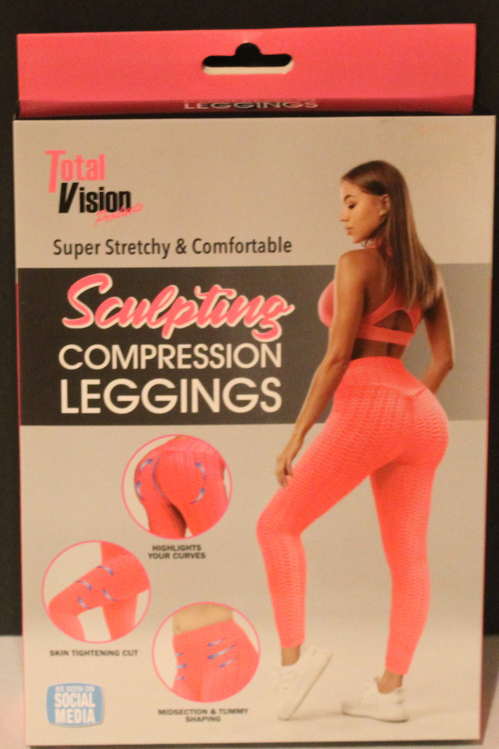 Women Sculpting Compression Leggings Size SMALL Pink NEW