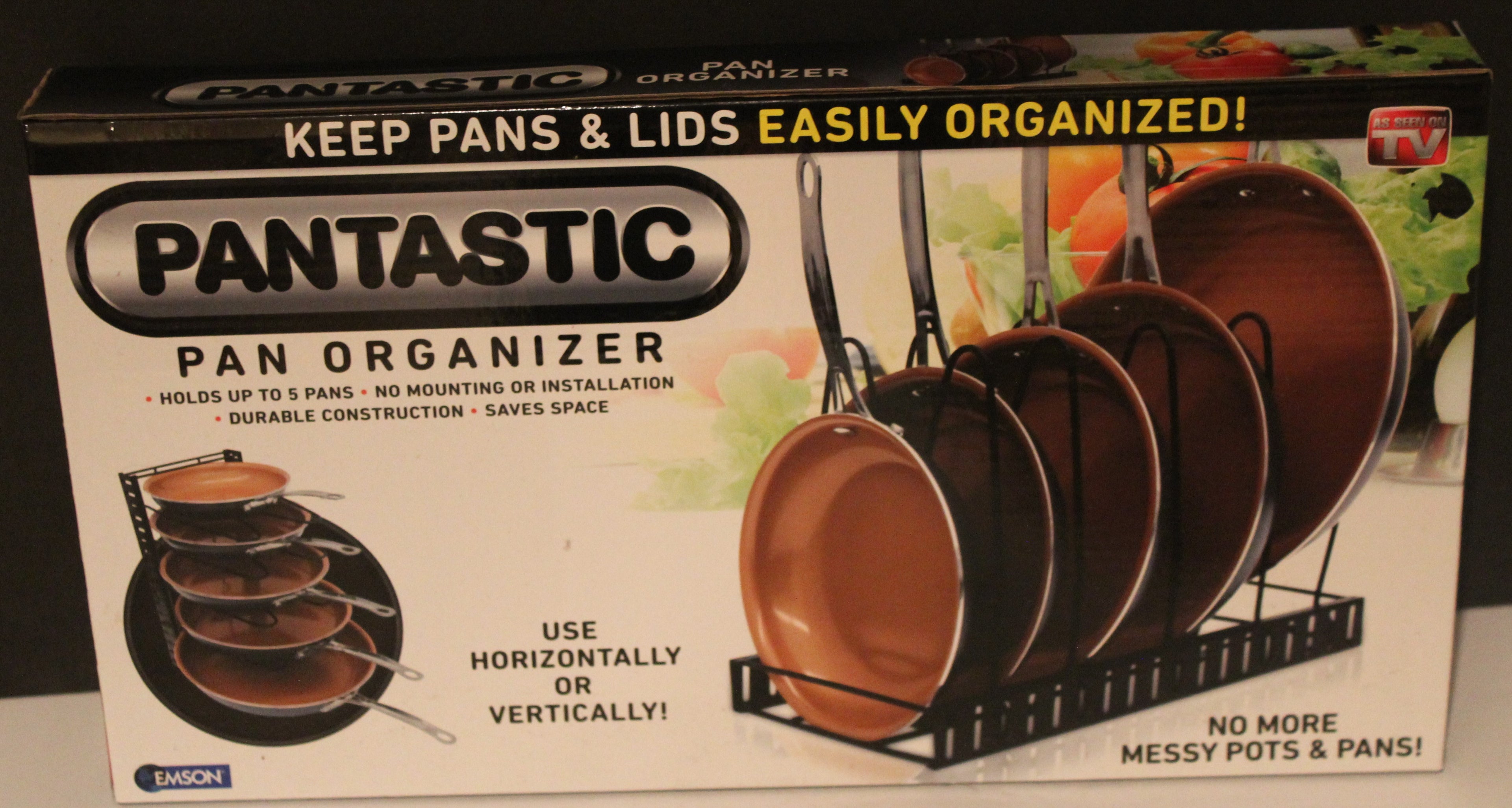 Pantastic Pan Organizer holds 5pans No Mounting No Installation NIB