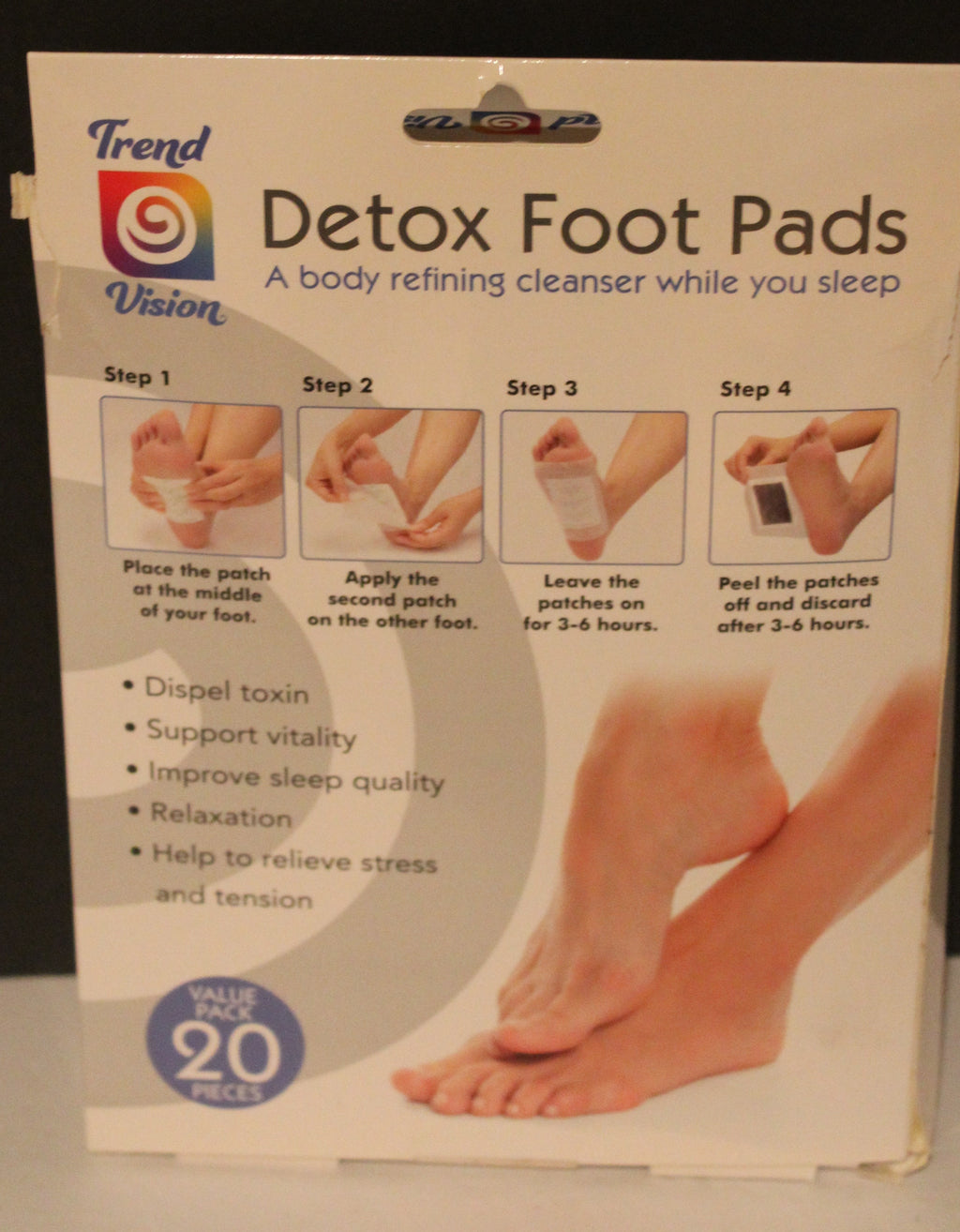 Detox Foot Pads 'TREND VISION" 20Pcs Dispels Toxin From Feet NIB