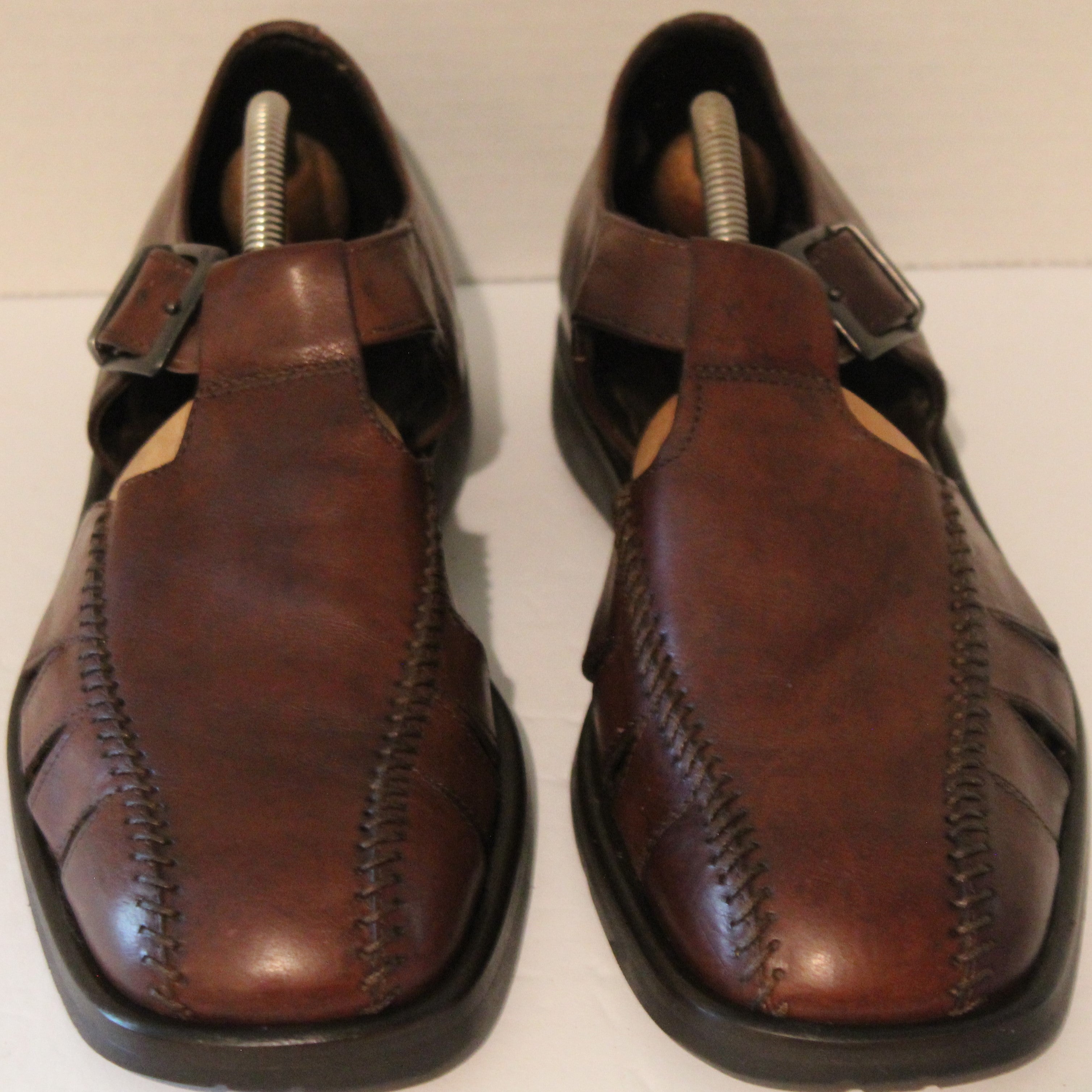 Men Shoes "BACHRACH" Sandals Size 9M Brown Leather ITALY