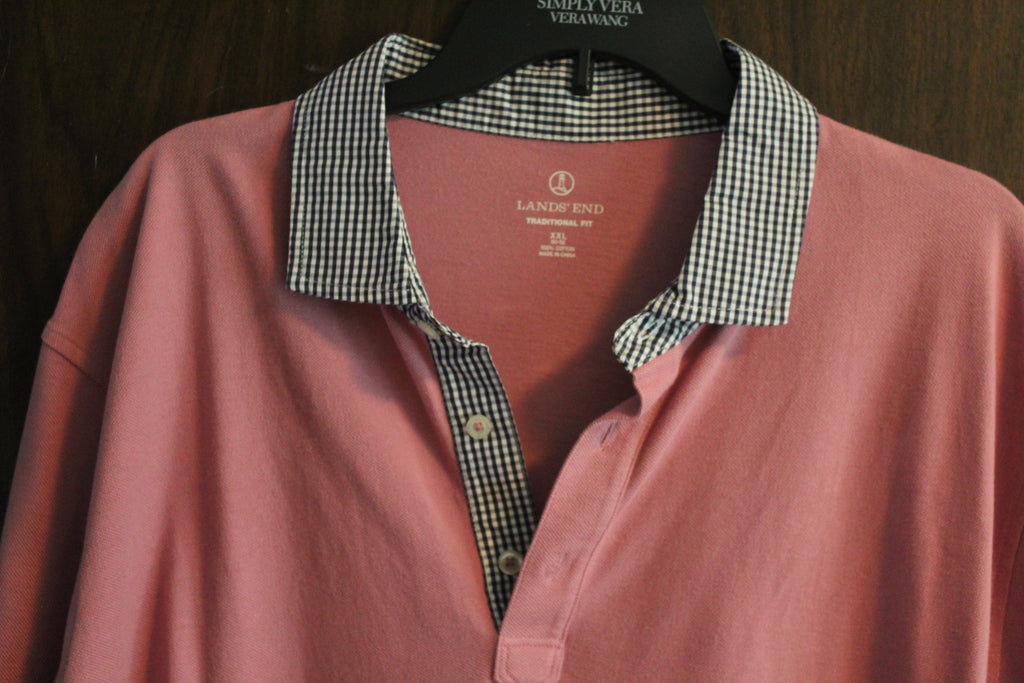 Men Short Sleeve Polo "LANDS' END" Size XXL (50-52) 100% Cotton NEW