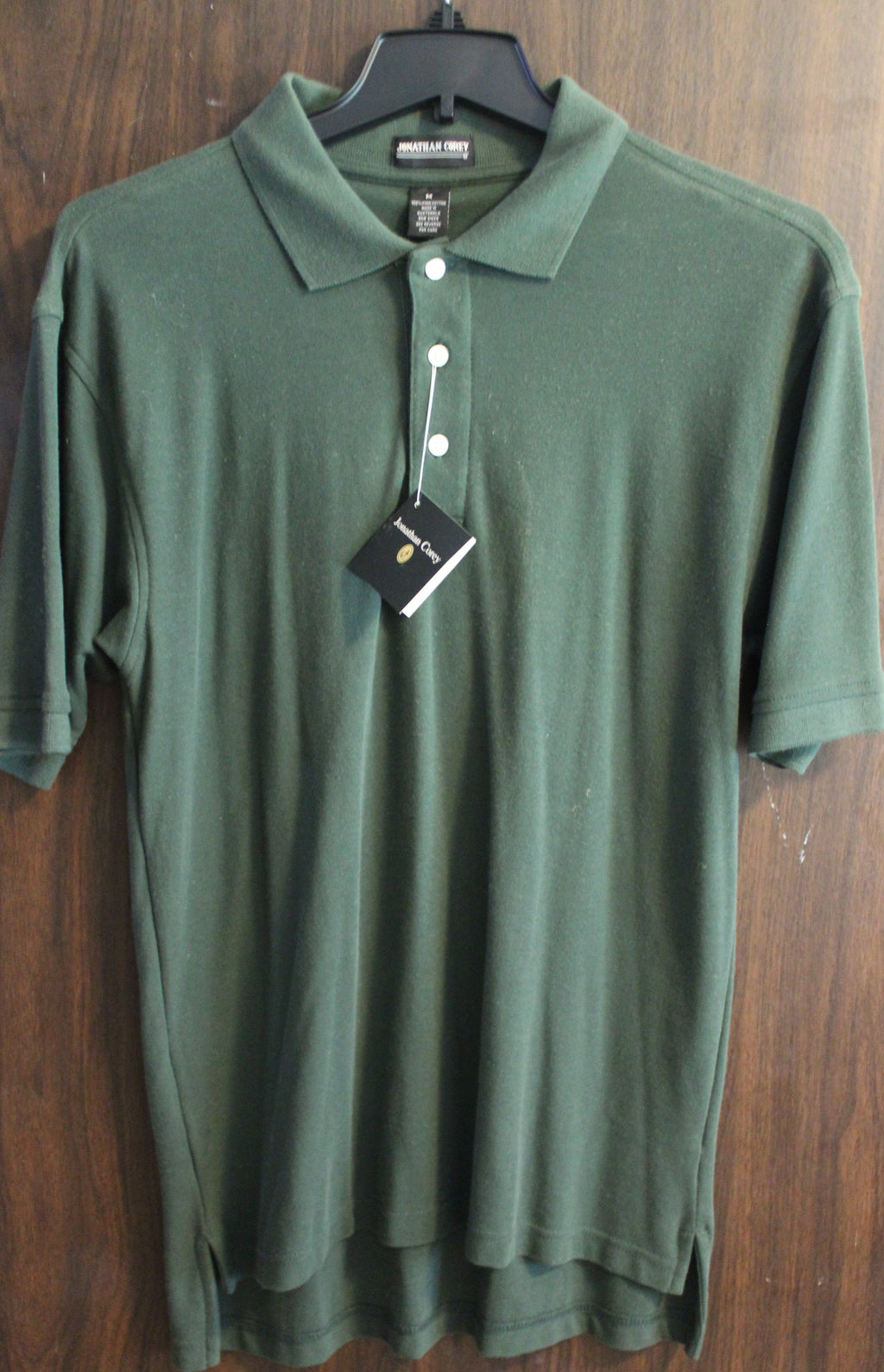 Men Short Sleeve Polo"JONATHAN COREY" Size MEDIUM Green 100% cotton  NEW