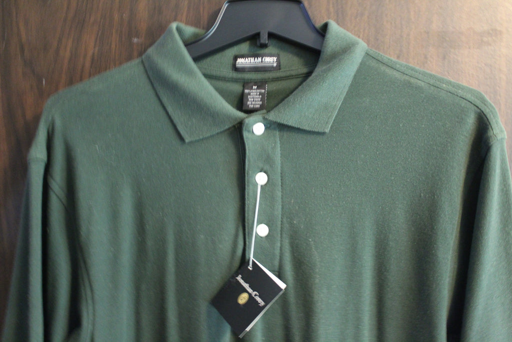 Men Short Sleeve Polo"JONATHAN COREY" Size MEDIUM Green 100% cotton  NEW