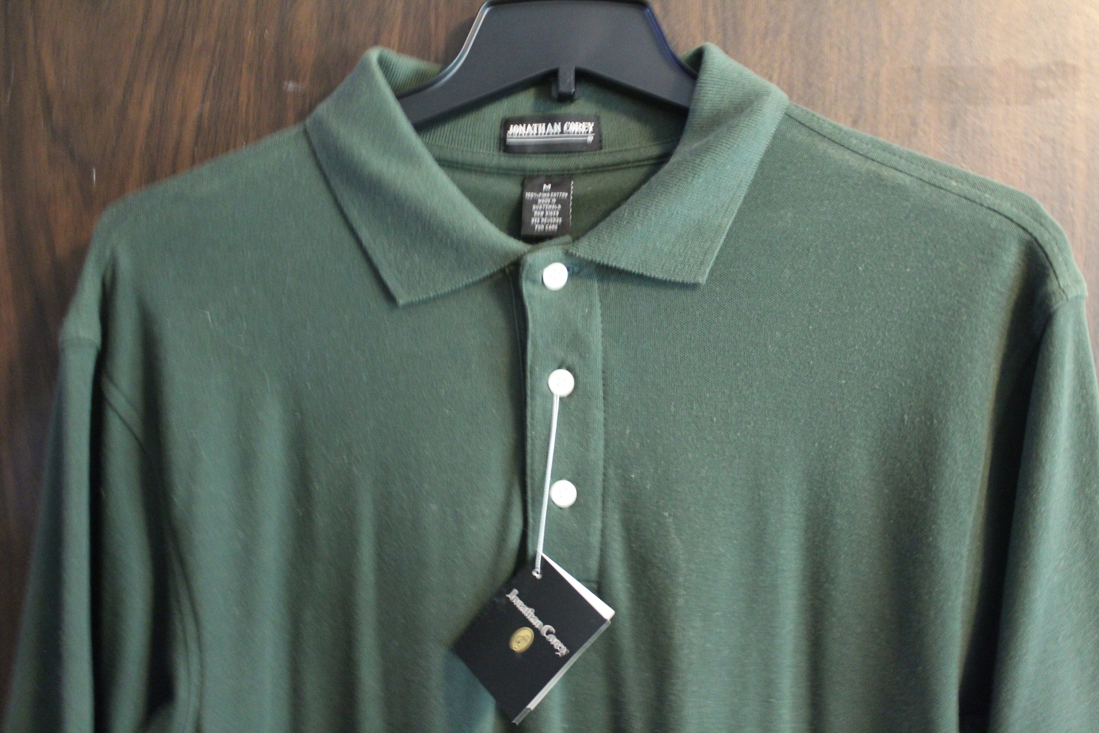 Men Short Sleeve Polo"JONATHAN COREY" Size MEDIUM Green 100% cotton  NEW