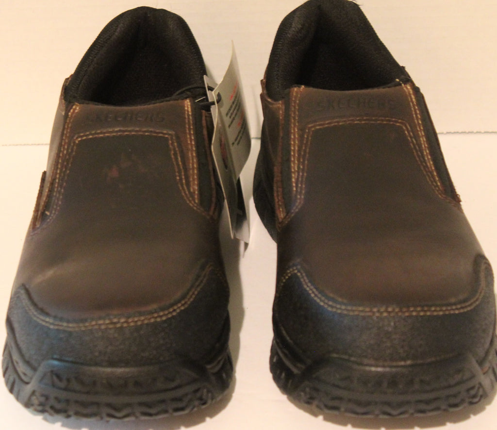 Men Shoes "SKECHERS" Work Loafers Size US 10 EU 45 Brown Safety Toe