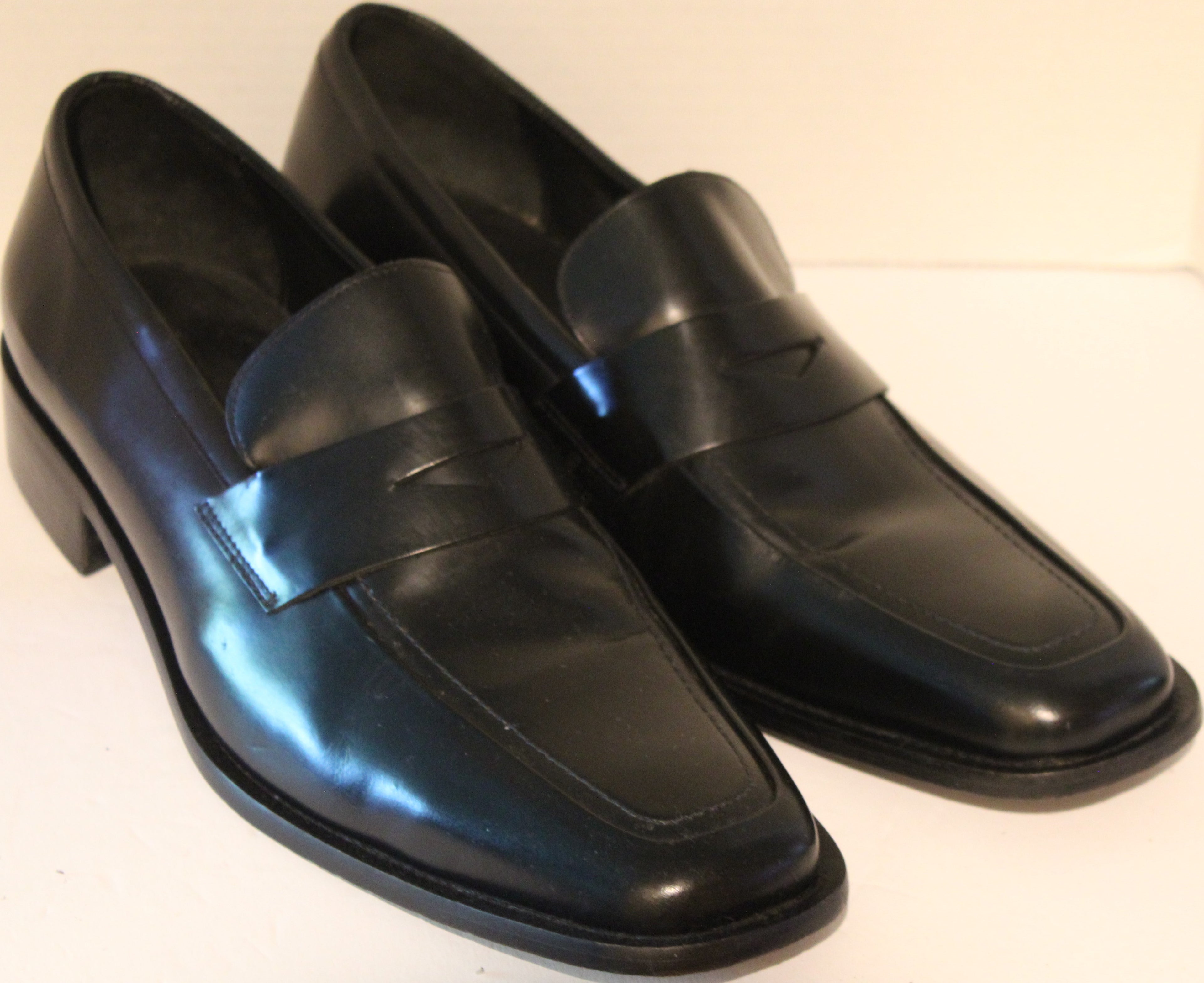 Men Shoes "VIA SPIGA" Black Loafers Size 13M Leather Uppers/Soles