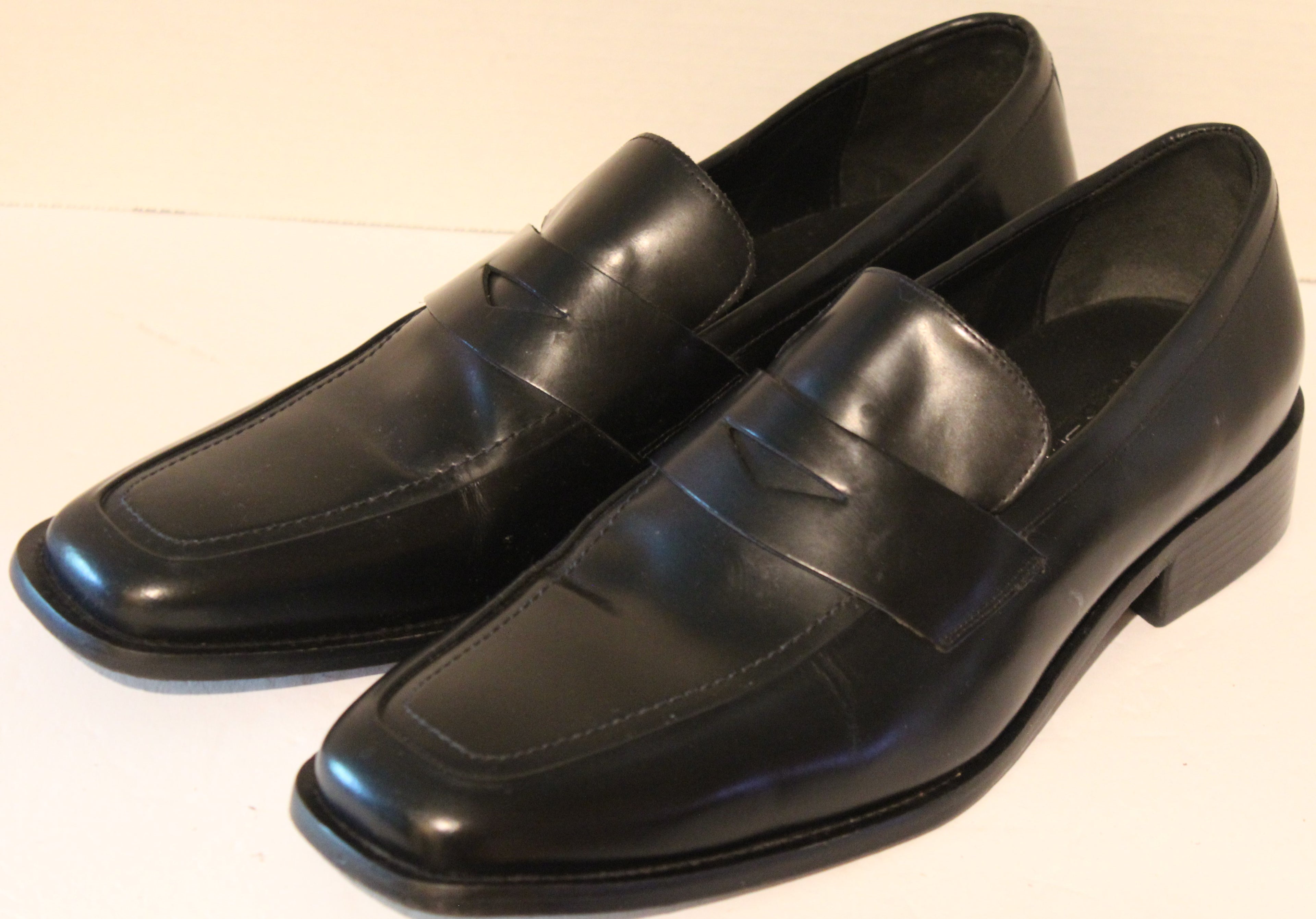 Men Shoes "VIA SPIGA" Black Loafers Size 13M Leather Uppers/Soles