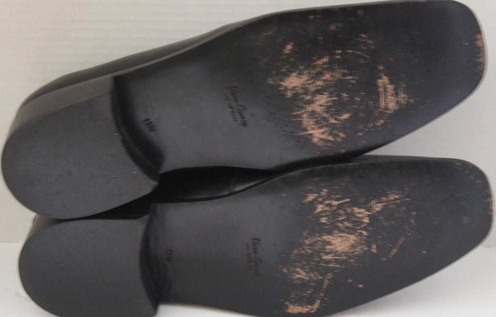 Men Shoes "VIA SPIGA" Black Loafers Size 13M Leather Uppers/Soles