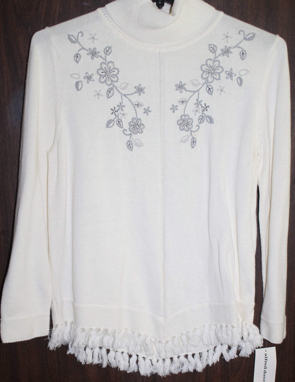 Women Turtle Neck Sweater "ALFRED DUNNER" Size Medium Ivory NEW