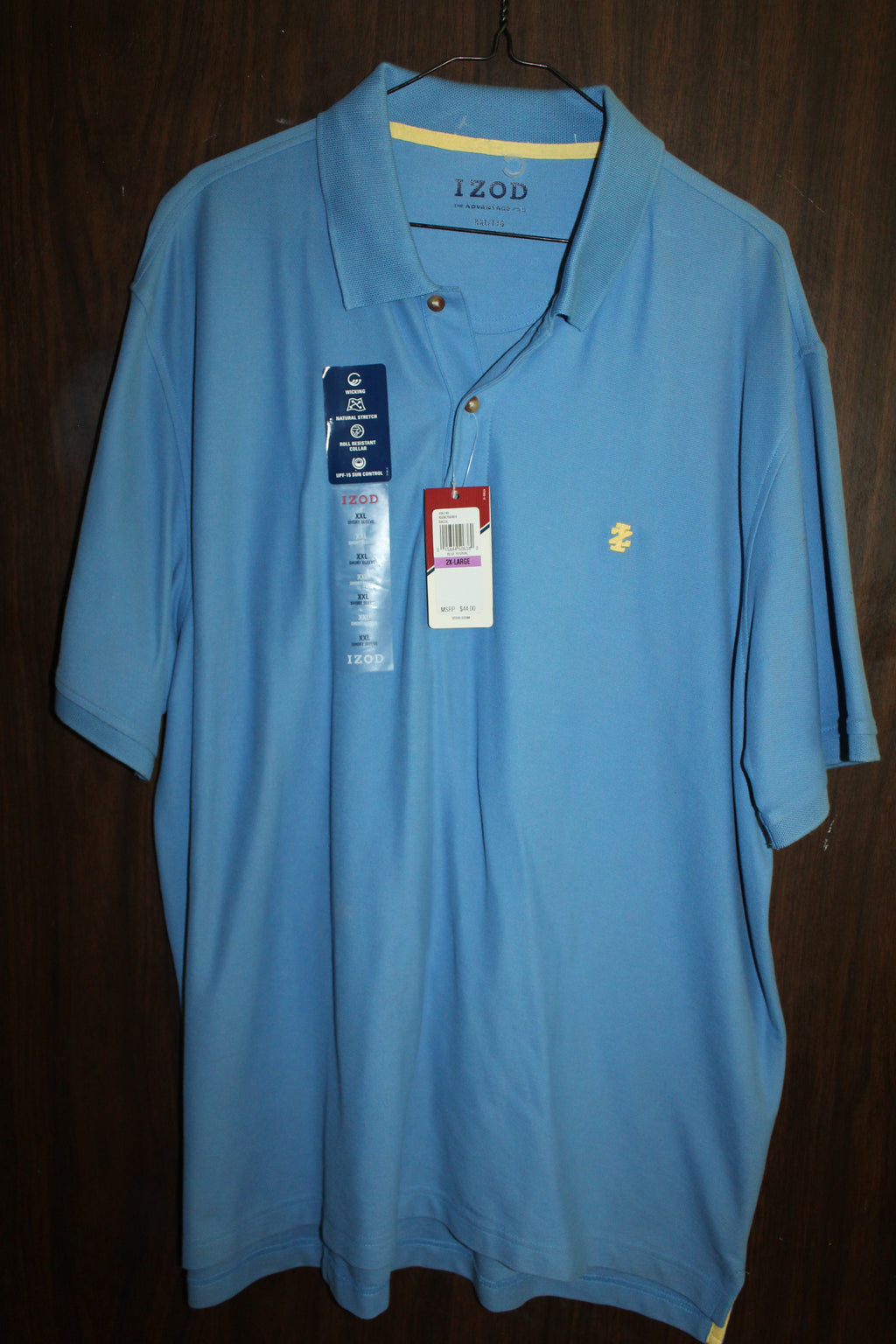 Men Short Sleeve Polo "IZOD" Size 2XLARGE  Blue 100% Cotton