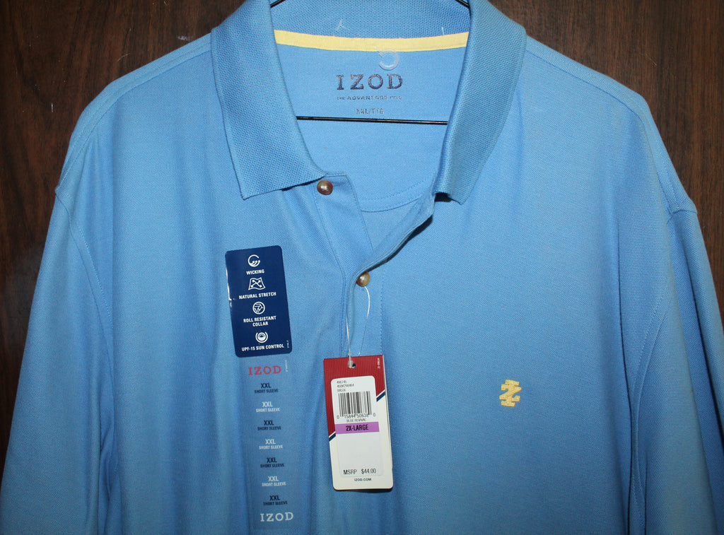 Men Short Sleeve Polo "IZOD" Size 2XLARGE  Blue 100% Cotton