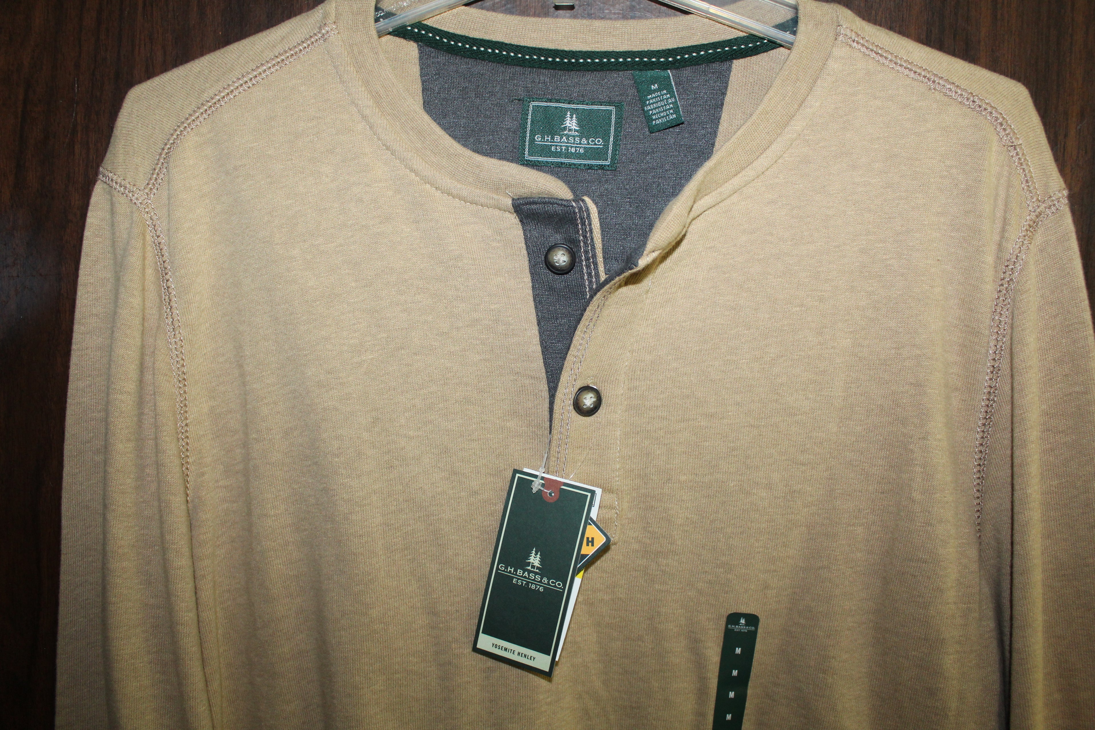 Men Long Sleeve Polo "G.H.BASS" Size MEDIUM 100% Cotton NWT