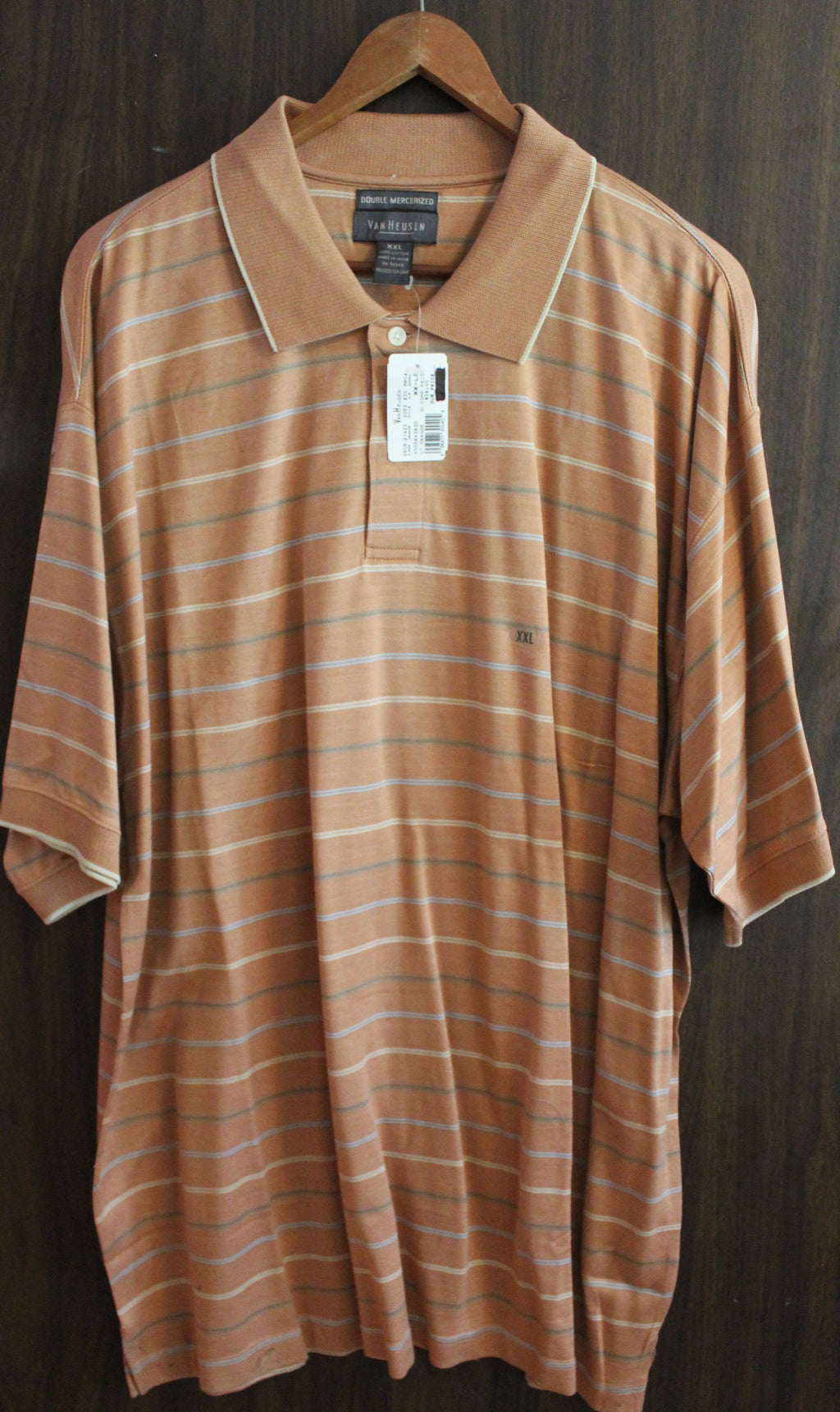 Men Short Sleeve Polo "VAN HEUSEN" Size XX-LARGE Orange Double Mercerized