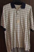 MEN Short Sleeve Polo "FAIRWAY BLUES" Size X-LARGE Tan/Blue NWT