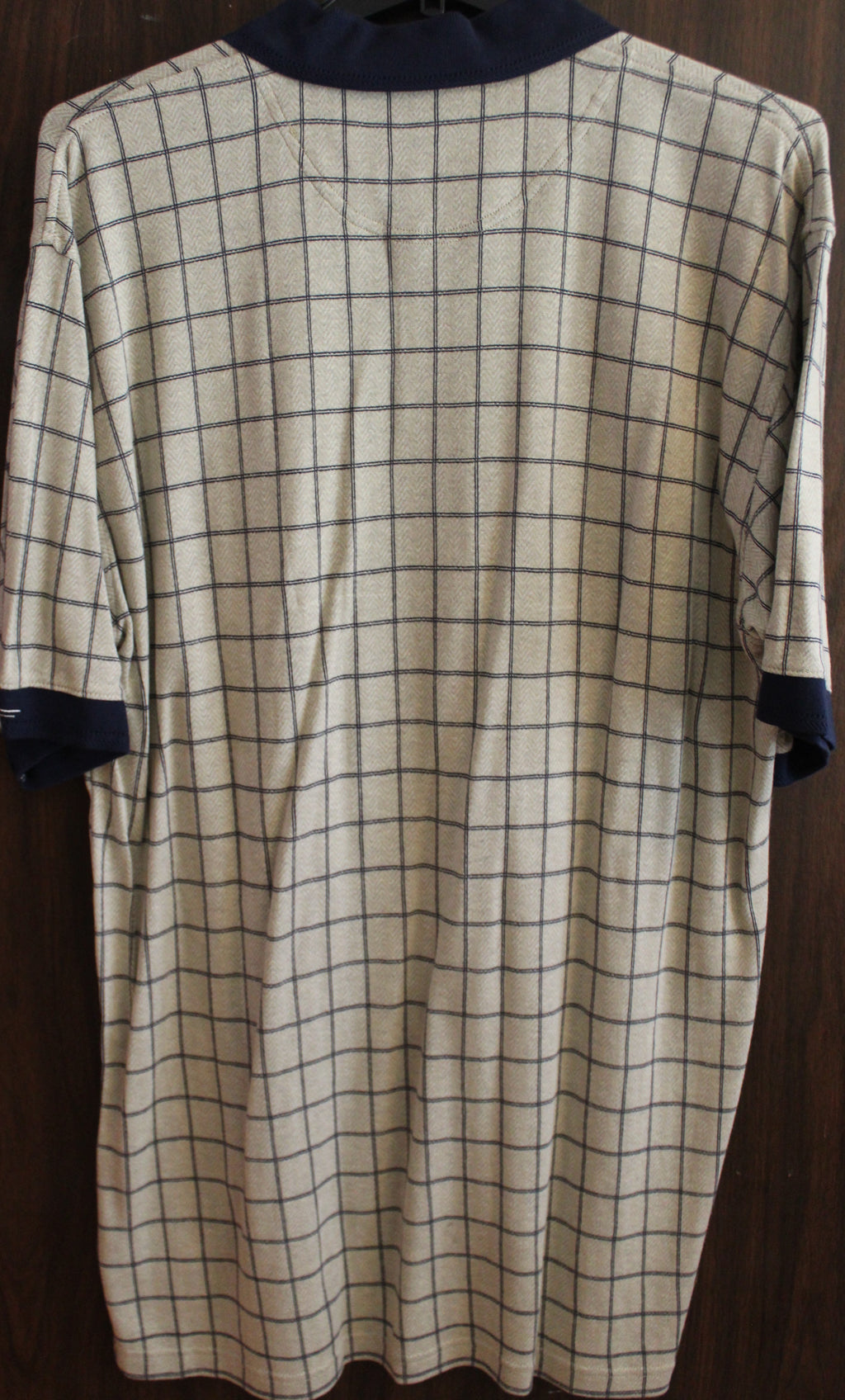 MEN Short Sleeve Polo "FAIRWAY BLUES" Size X-LARGE Tan/Blue NWT