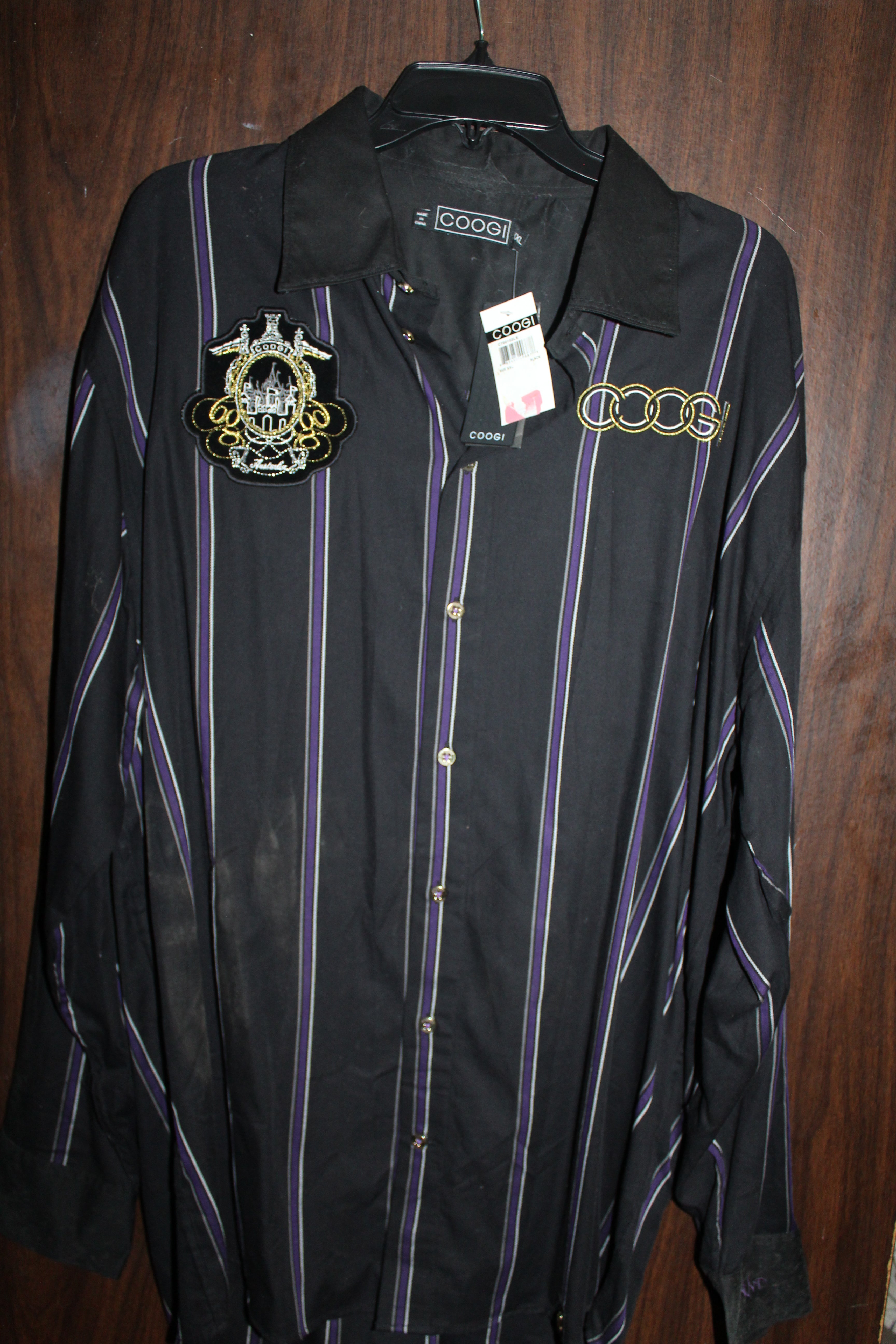 Men Casual Shirt "COOGI" Size XX-LARGE Black Long Sleeve NWT