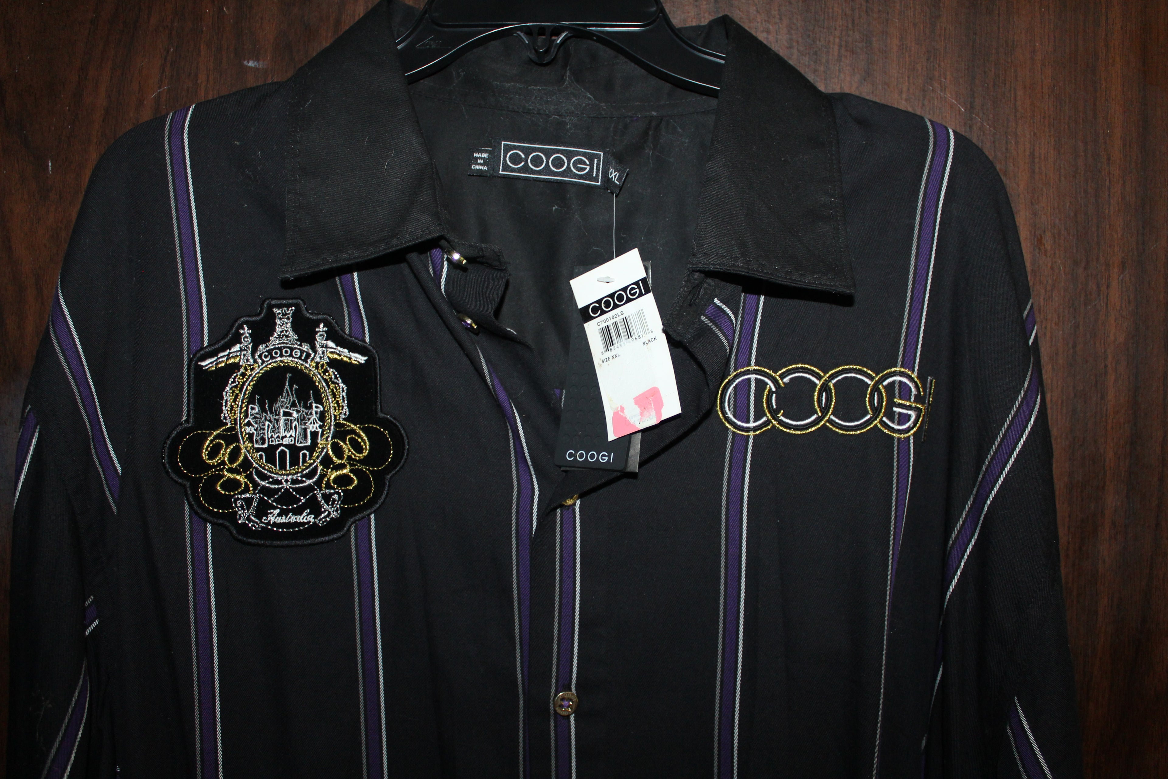 Men Casual Shirt "COOGI" Size XX-LARGE Black Long Sleeve NWT