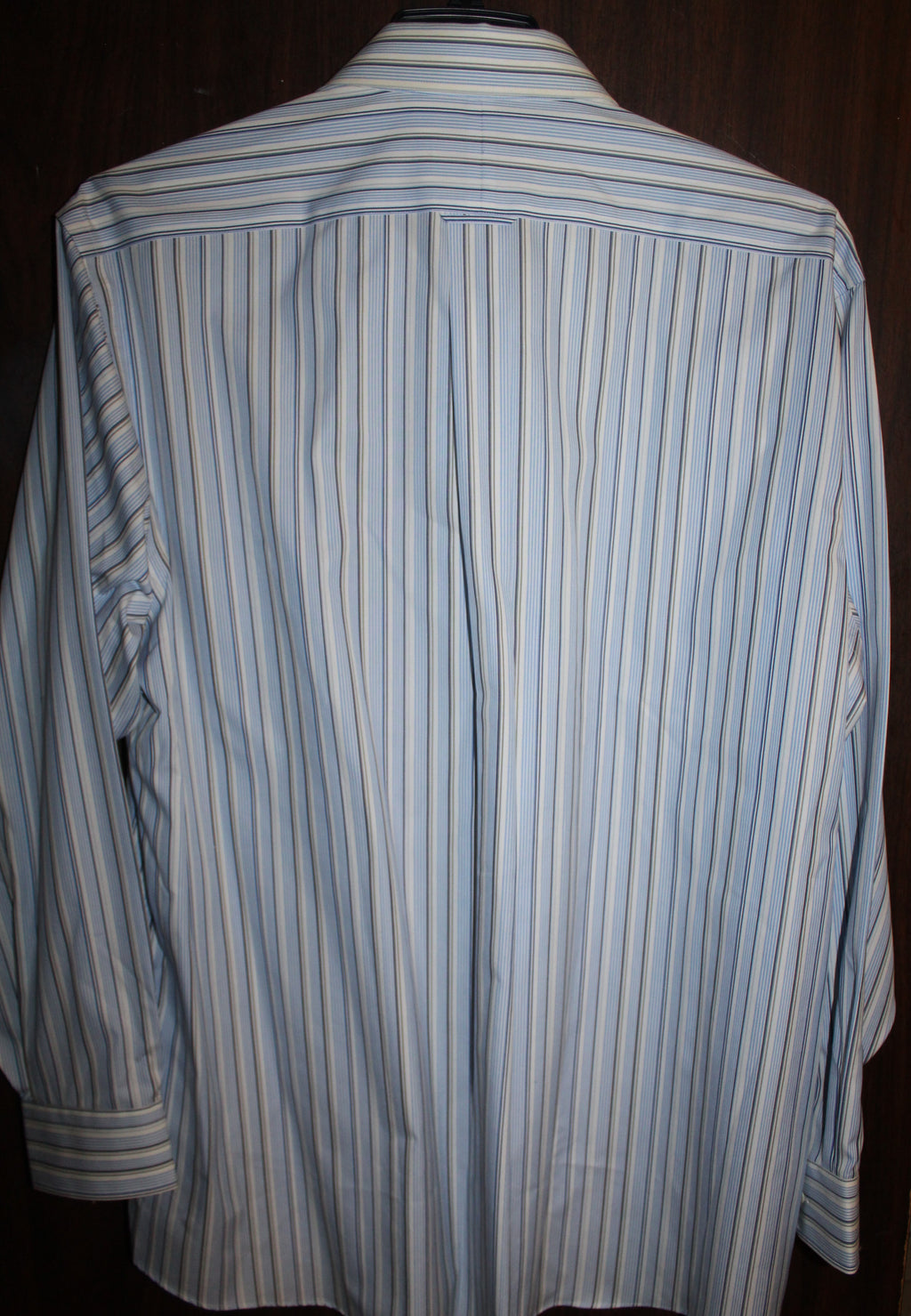 Men Dress Shirt "KIRKLAND" Signature  size 18-35 100% Cotton Blue Stripe