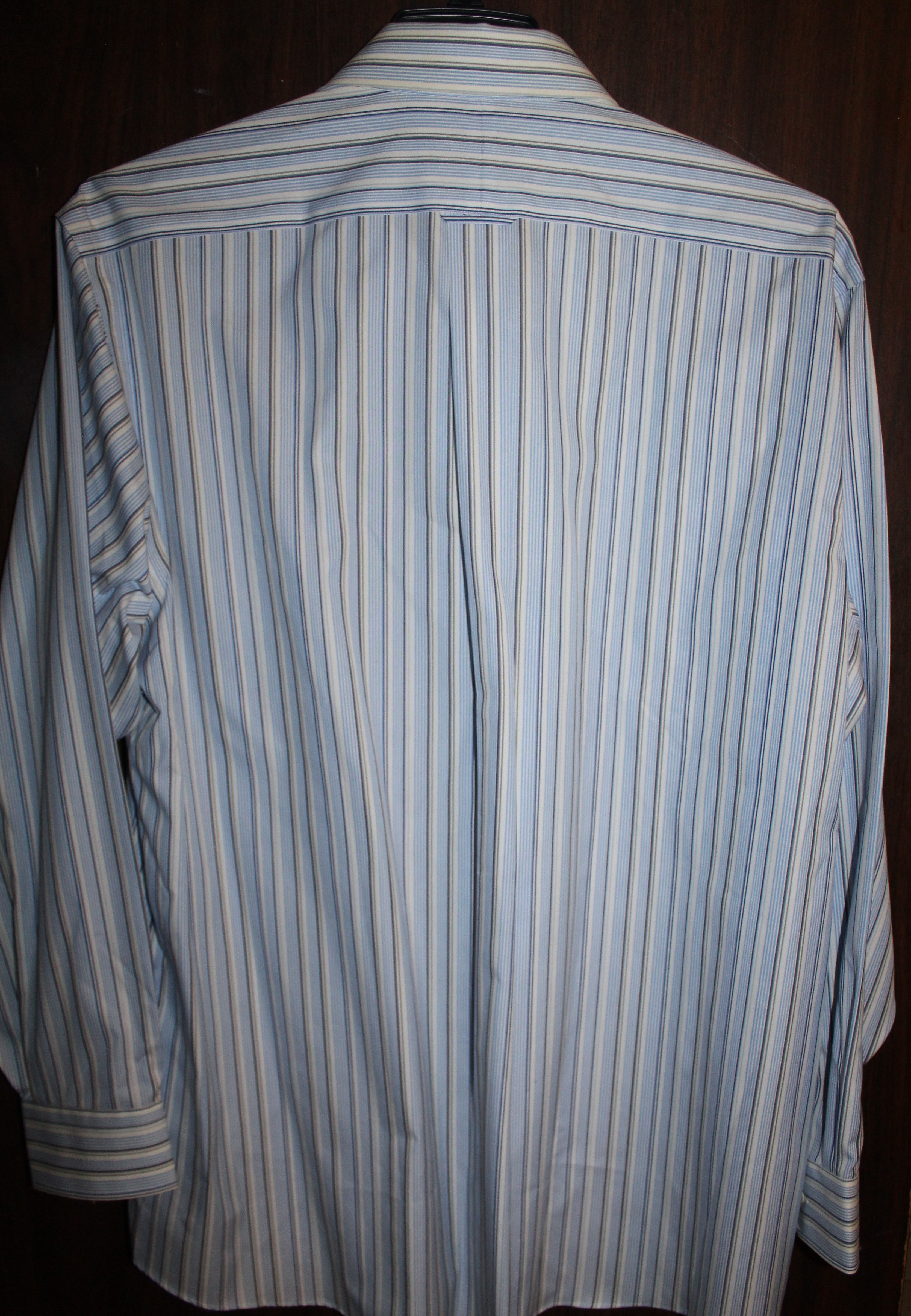 Men Dress Shirt "KIRKLAND" Signature  size 18-35 100% Cotton Blue Stripe