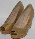 Women Shoes "ANTONIO MELANI"Wedges Size 7M Gold Pep Toe NEW