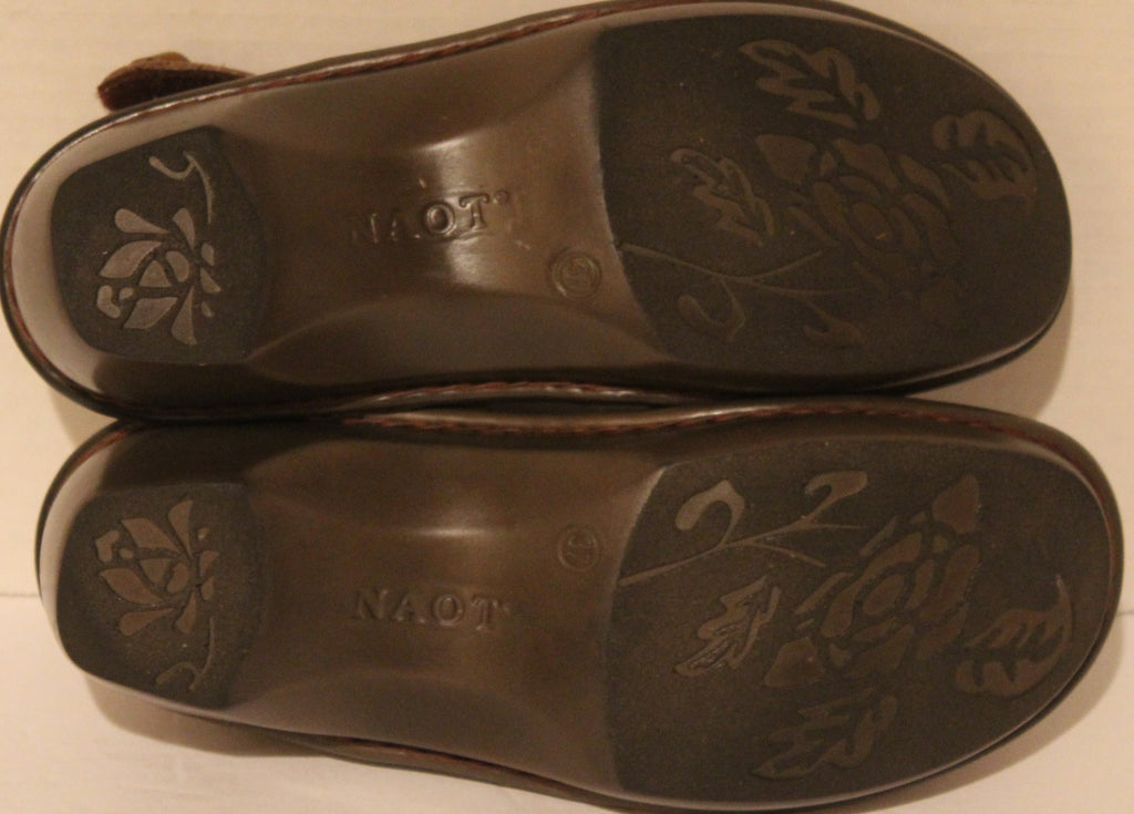 Women Shoes "NAOT" Clogs Size US 6.5 EU 37 Camel Leather Upper