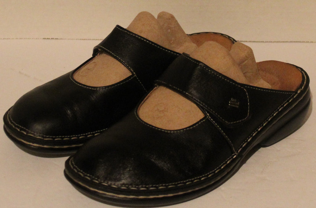 Women Shoes "FINN COMFORT" Mules Size US 6.5 EU 37 Black Leather