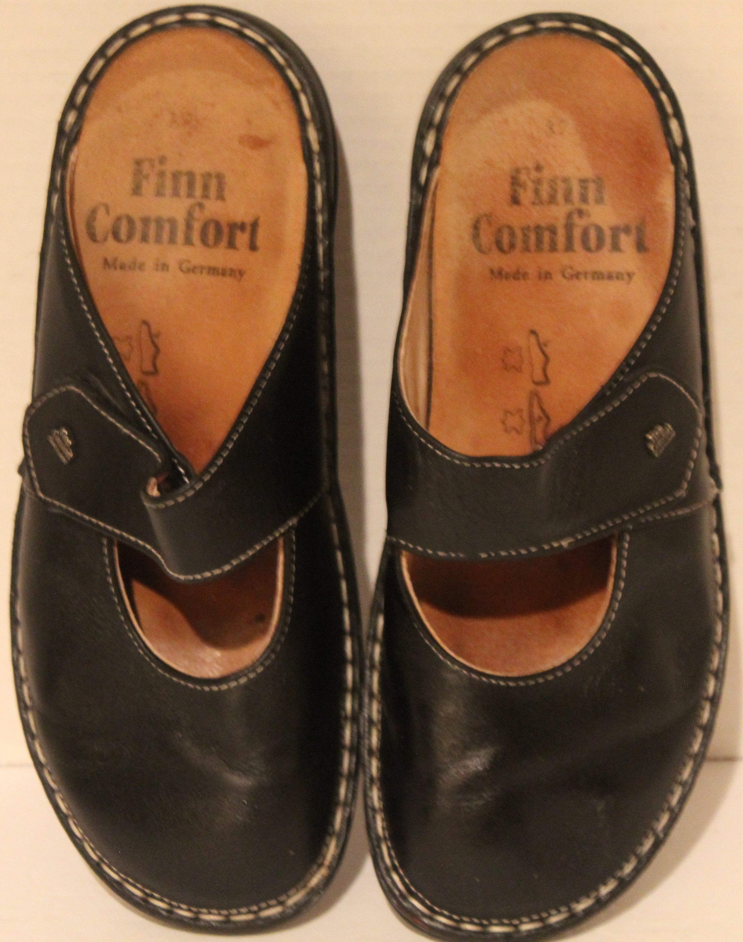 Women Shoes "FINN COMFORT" Mules Size US 6.5 EU 37 Black Leather