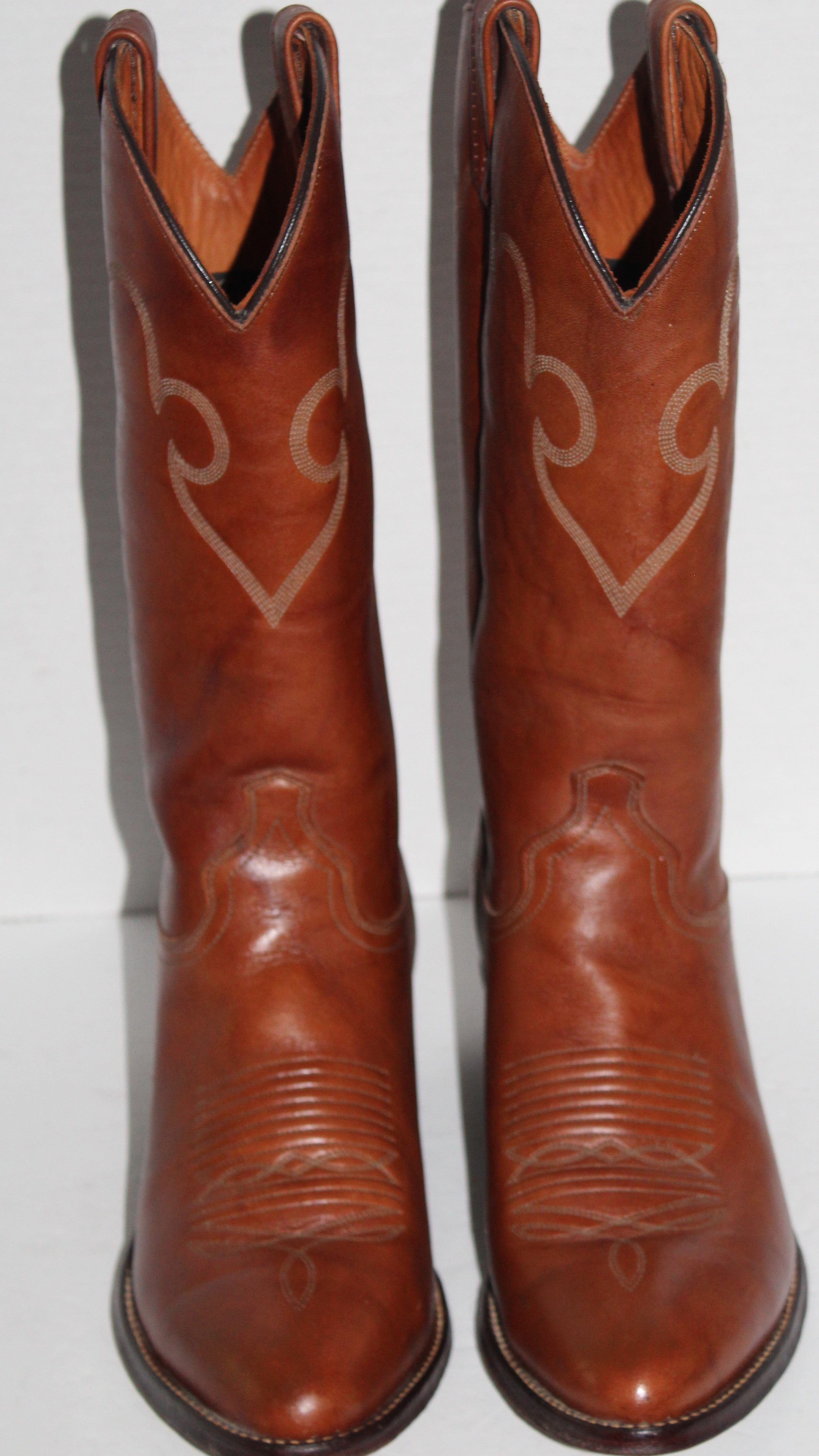 Men Western Boots "J.CHISHOLM" Size 9.5D Brown Leather Shaft Lining Outsoles