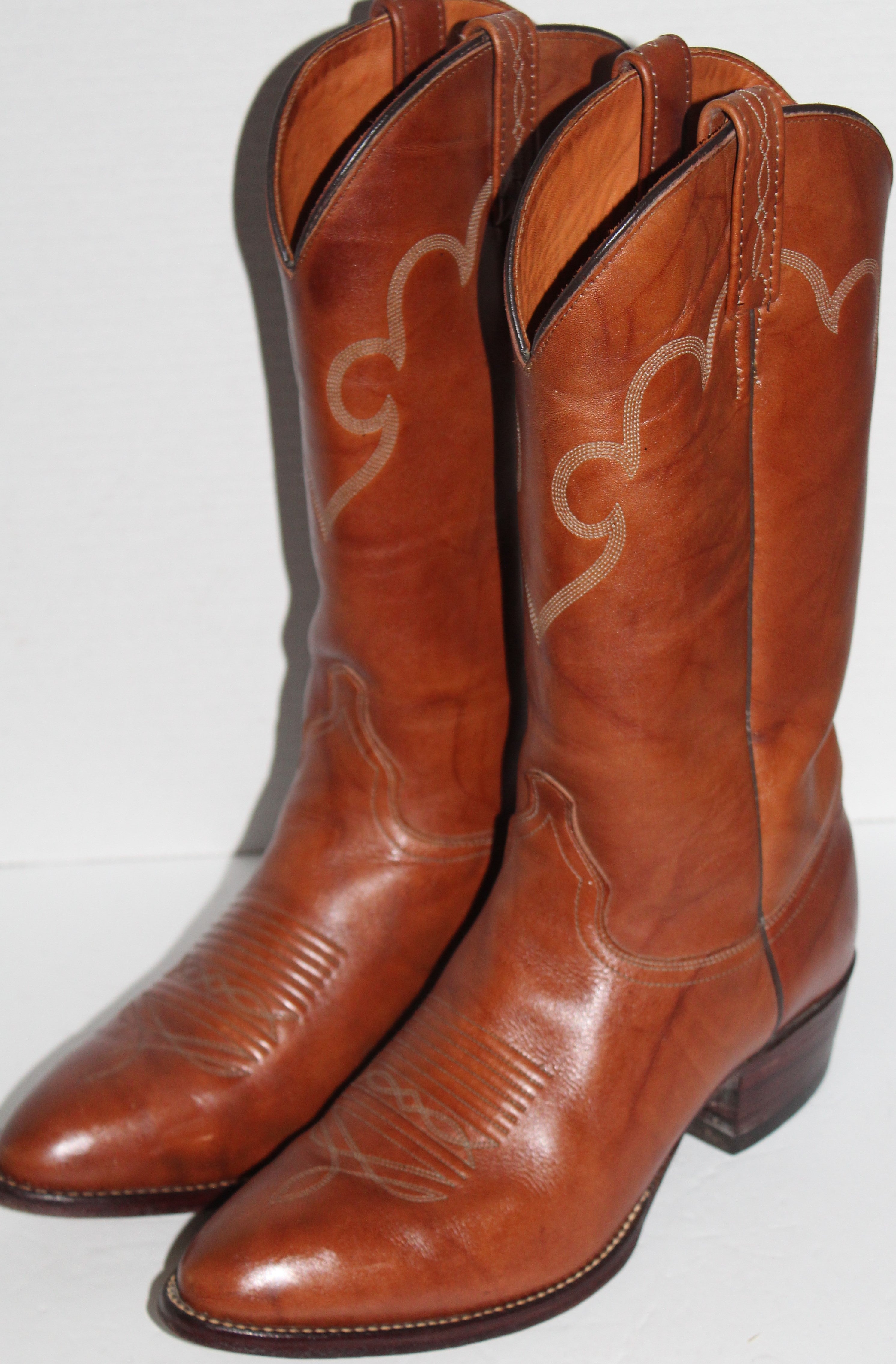 Men Western Boots "J.CHISHOLM" Size 9.5D Brown Leather Shaft Lining Outsoles