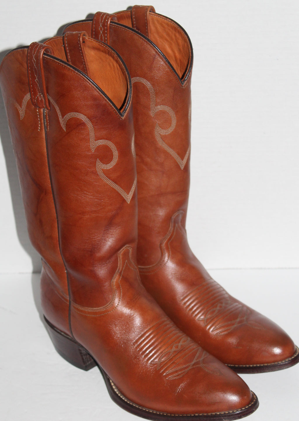 Men Western Boots "J.CHISHOLM" Size 9.5D Brown Leather Shaft Lining Outsoles
