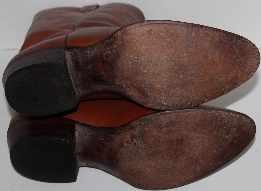 Men Western Boots "J.CHISHOLM" Size 9.5D Brown Leather Shaft Lining Outsoles