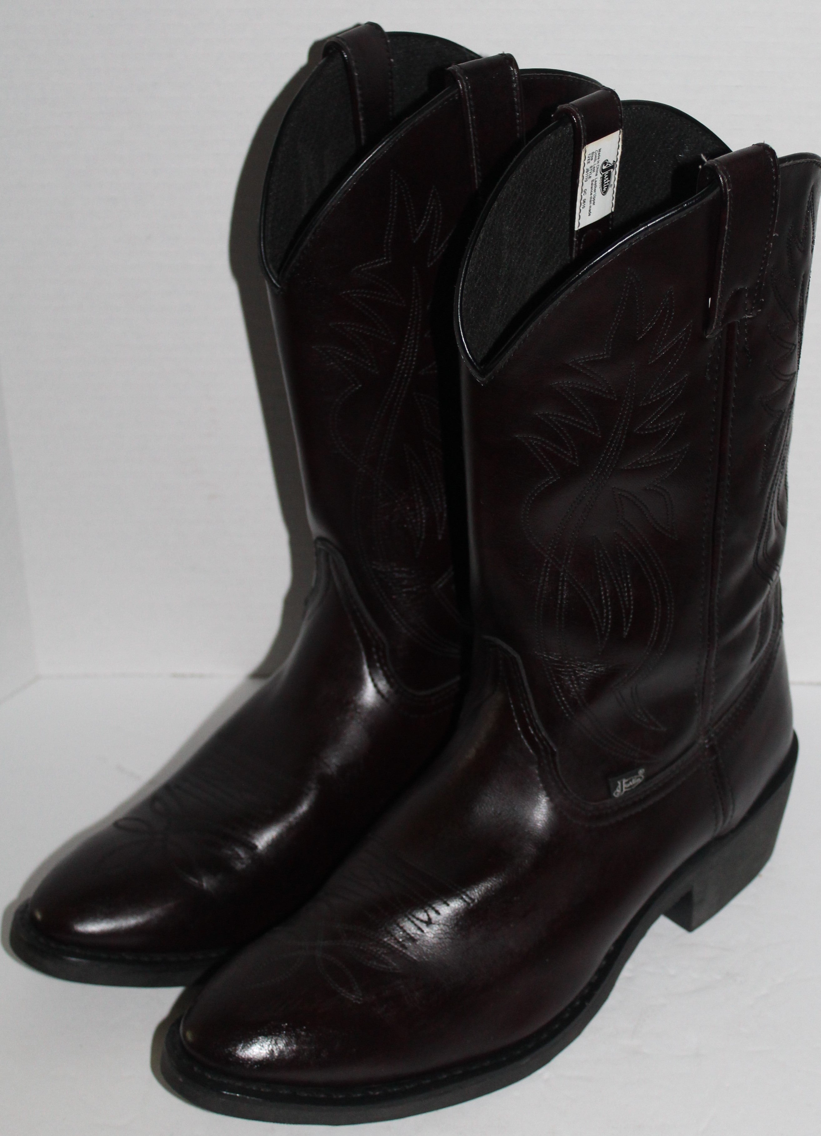 Men Boots "JUSTIN" Size 12EE Brown Leather Upper NEW
