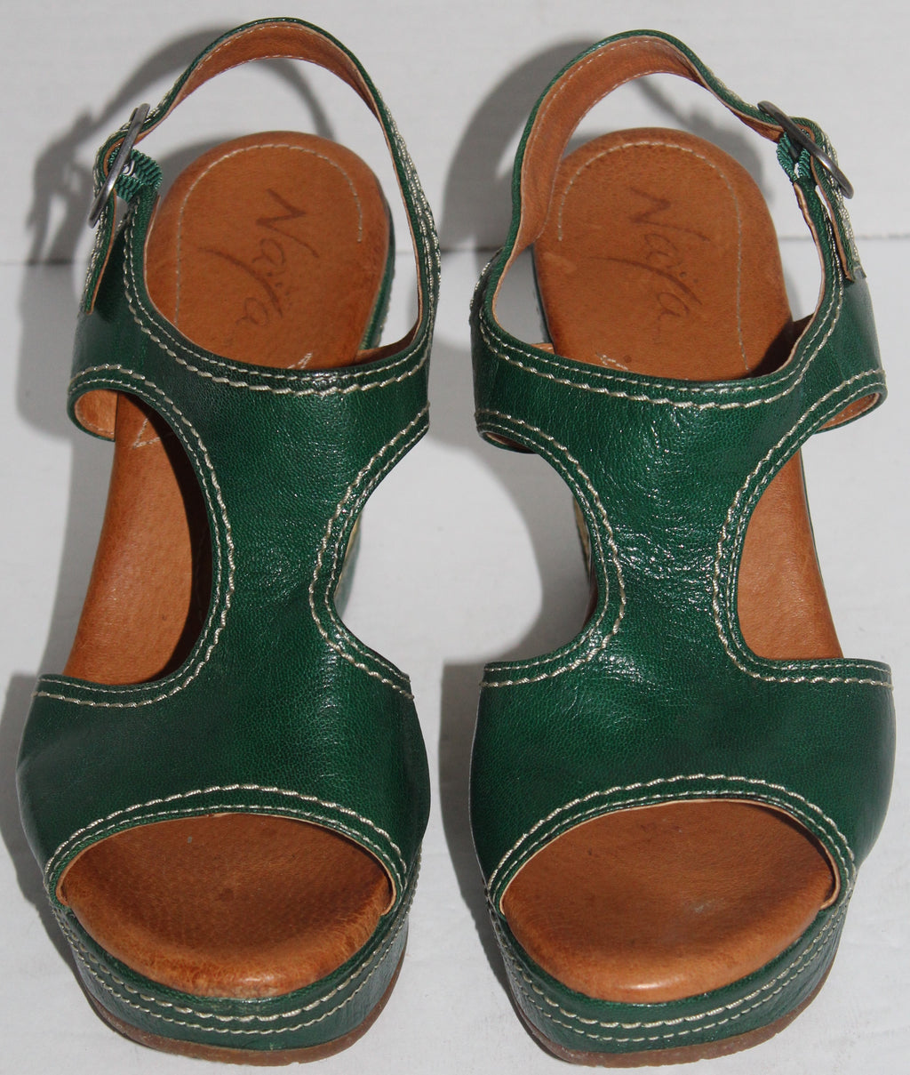 Women Sandals "NAYA" Size 7.5M Green Open Toe Sling Back