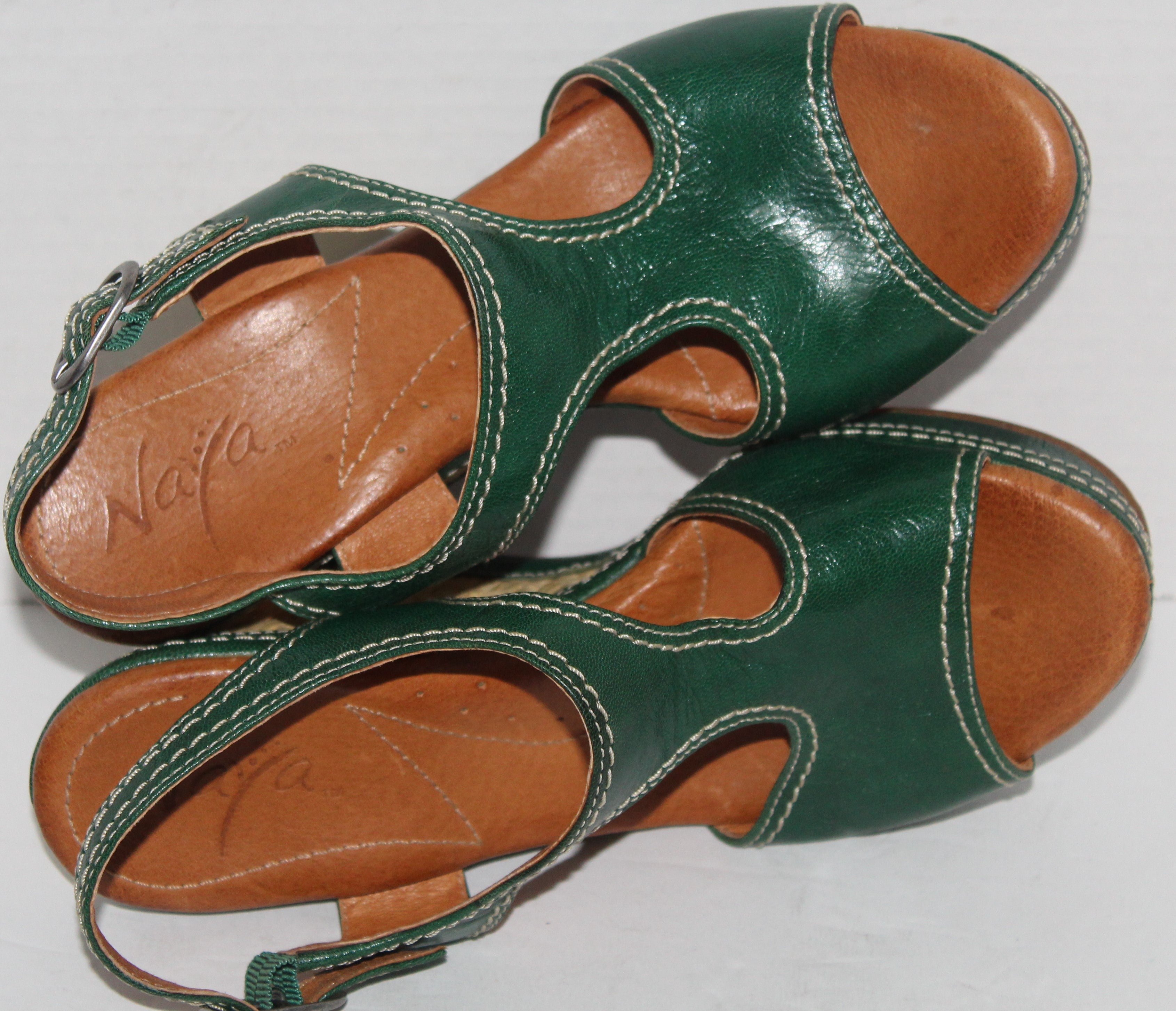 Women Sandals "NAYA" Size 7.5M Green Open Toe Sling Back