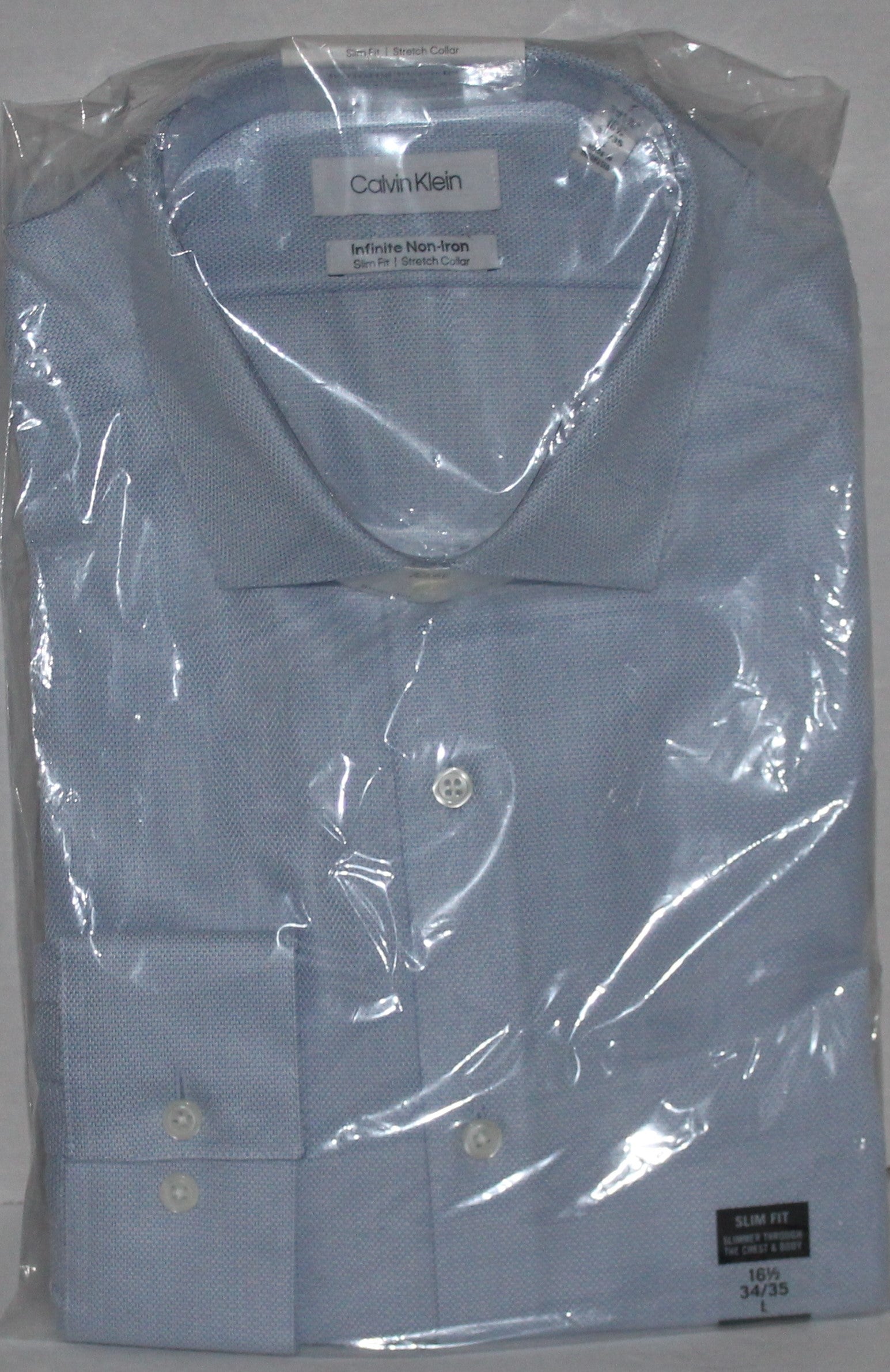 Men Dress Shirt "CALVIN KLEIN" Size 16.5/34-35 Blue NIB