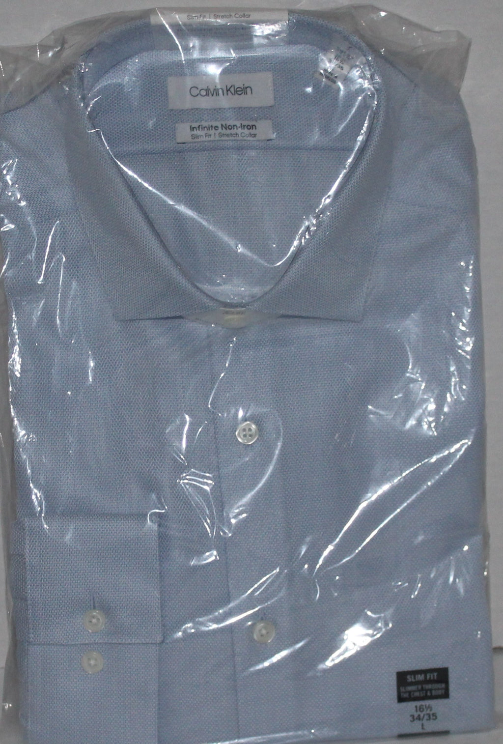 Men Dress Shirt "CALVIN KLEIN" Size 16.5/34-35 Blue NIB