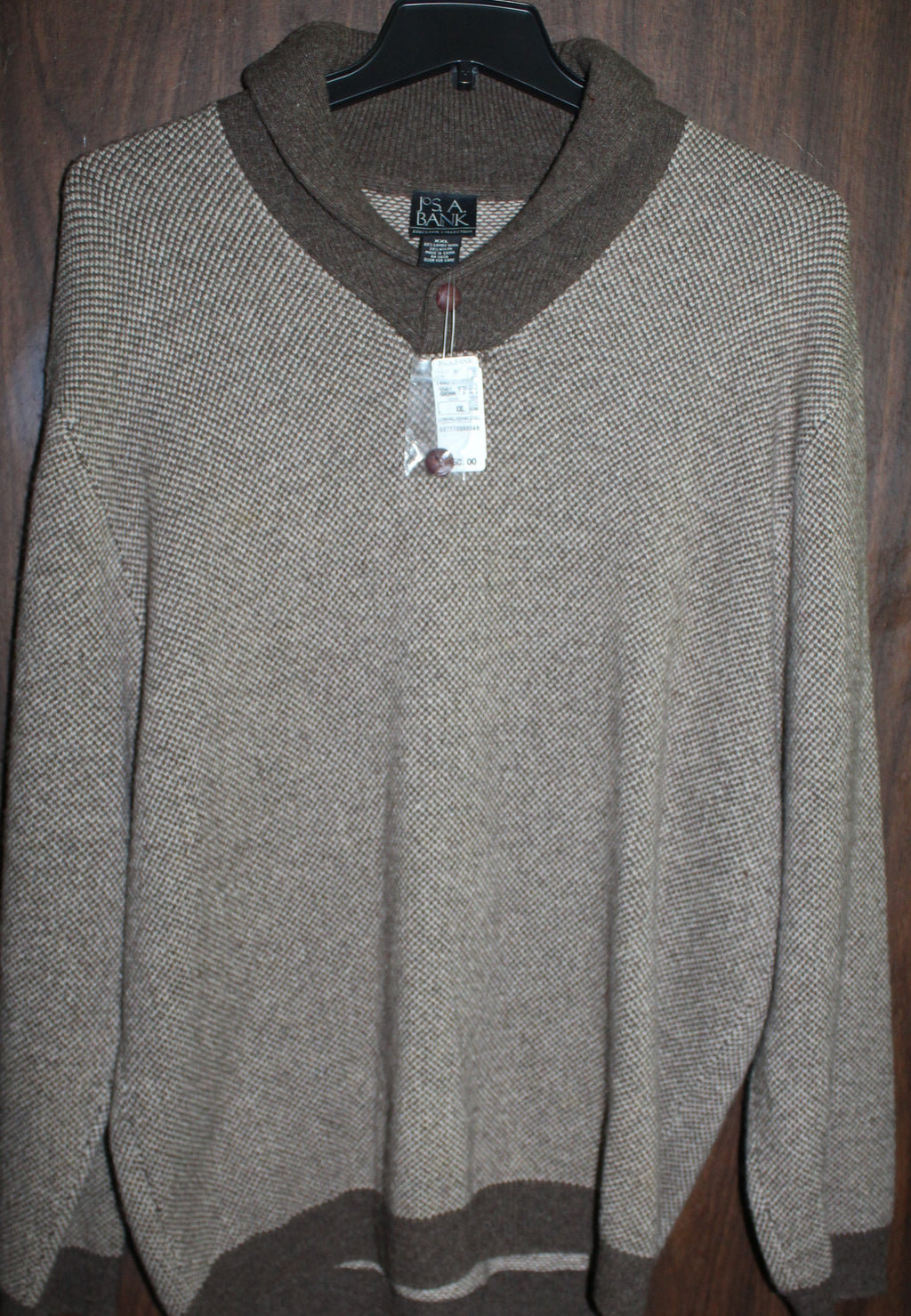 Men Sweater "JoS.A.BANK" Size XX-LARGE Lambs Wool Brown NWT