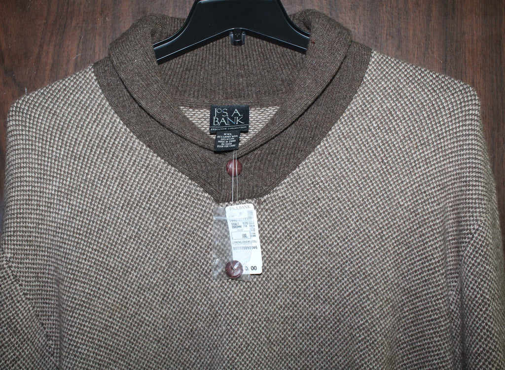 Men Sweater "JoS.A.BANK" Size XX-LARGE Lambs Wool Brown NWT