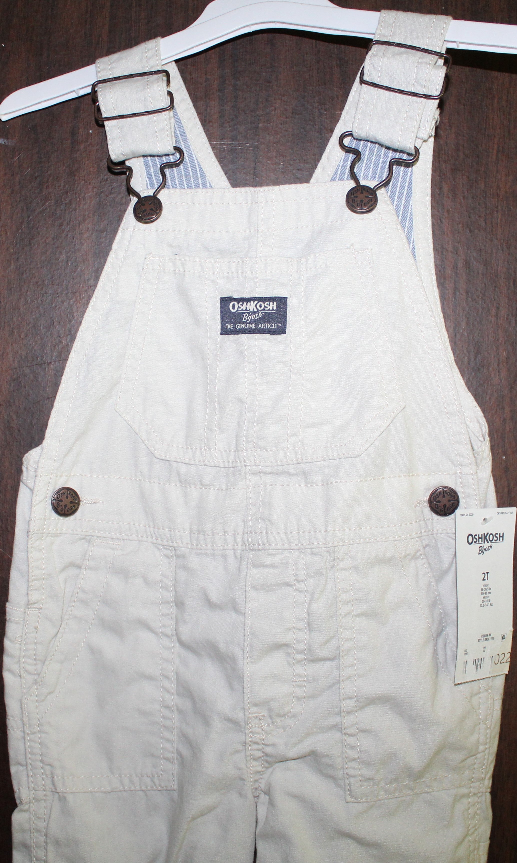 Toddler Overall "OSHKOSH Bgosh" Size 2T Biege NWT